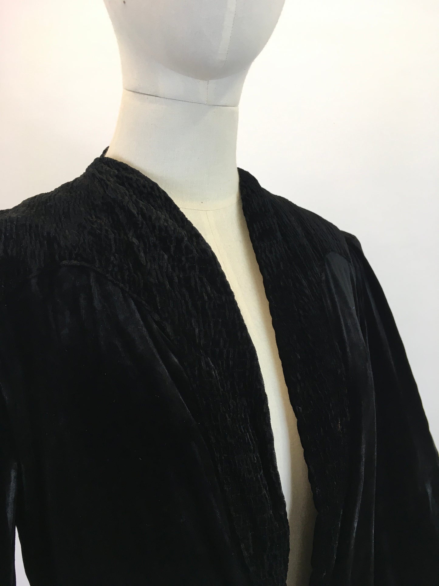 Original 1920's / 1930's Exquisite Evening Jacket - In Black Silk Velvet With Stunning Details