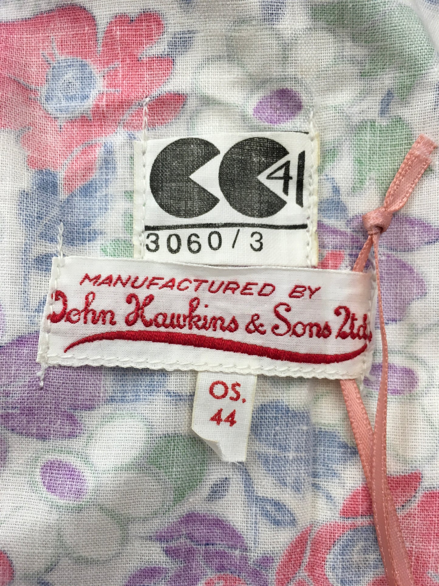 Original 1940’s Utility CC41 Wraparound Pinny - In A Lovely Bright Floral in Reds, Purples, Greens & Blues