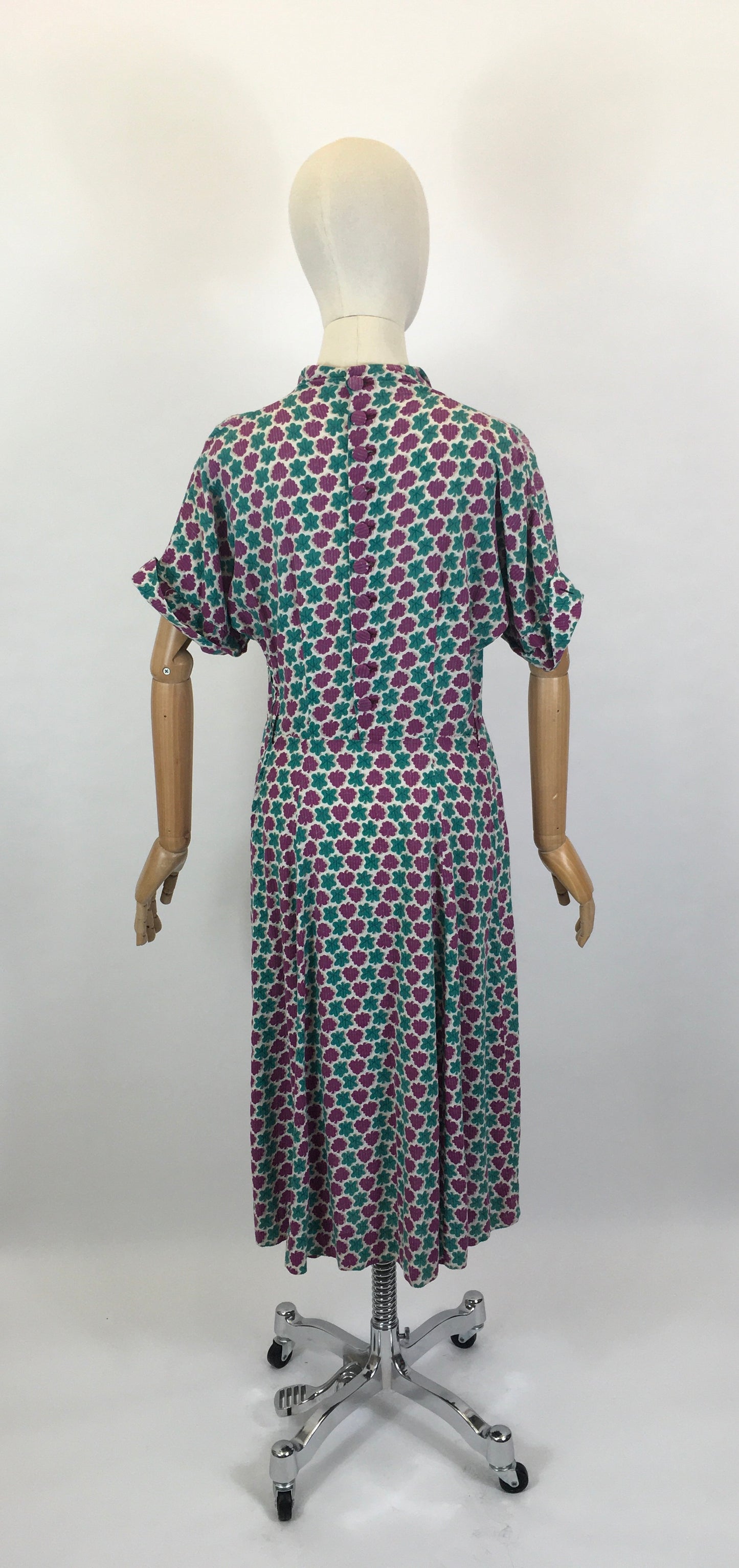 Original 1940’s Darling Day Dress As is - In Purple, Turquoise & White Seersucker