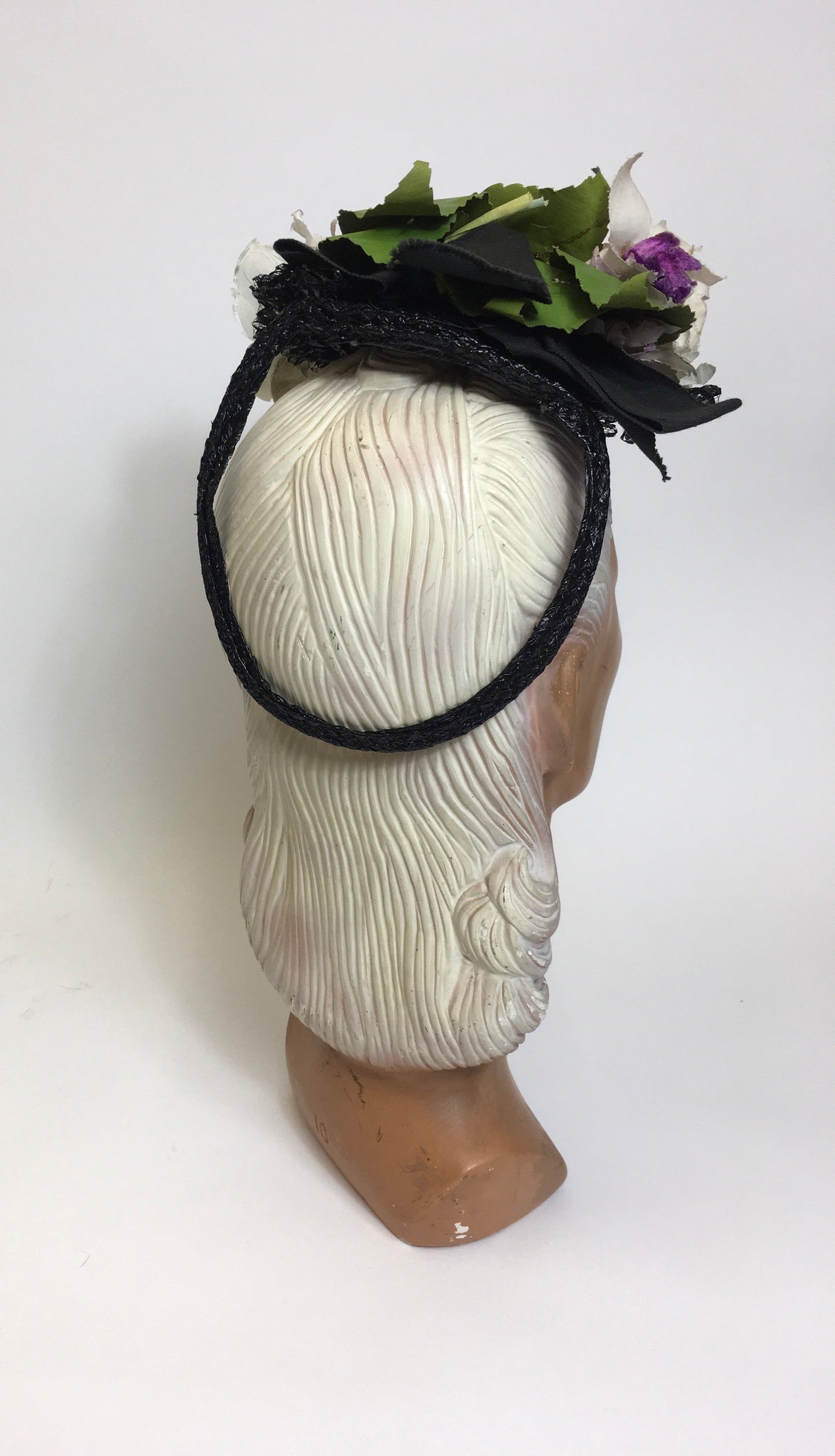 Original 1940’s Floral Tilt Hat - Beautiful Floral Adornments in Powder Blues , Purples & Ivory