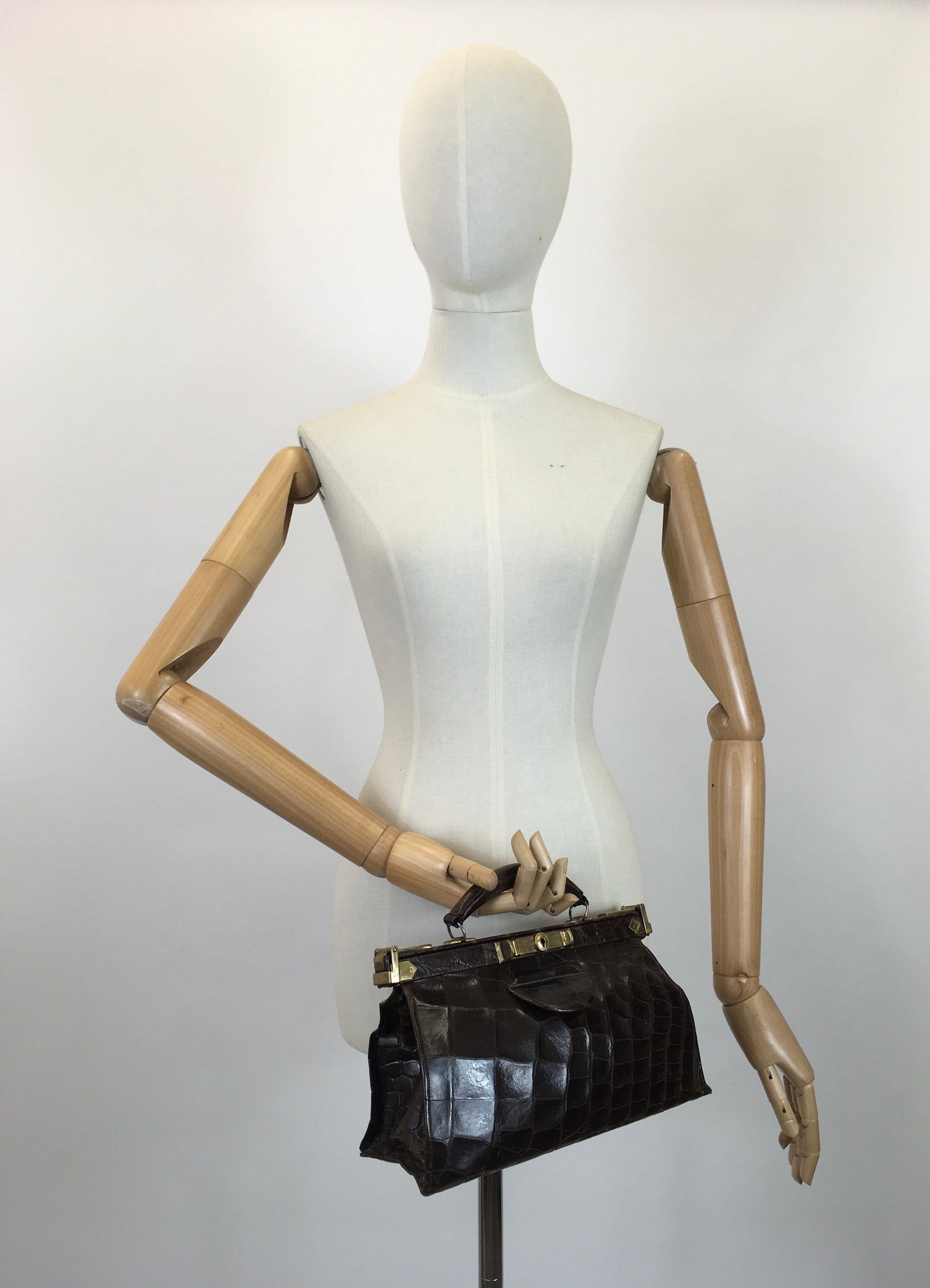 Original 1930's Sensational Leather Gladstone Bag - In A Chocolate Brown with Brass Accents