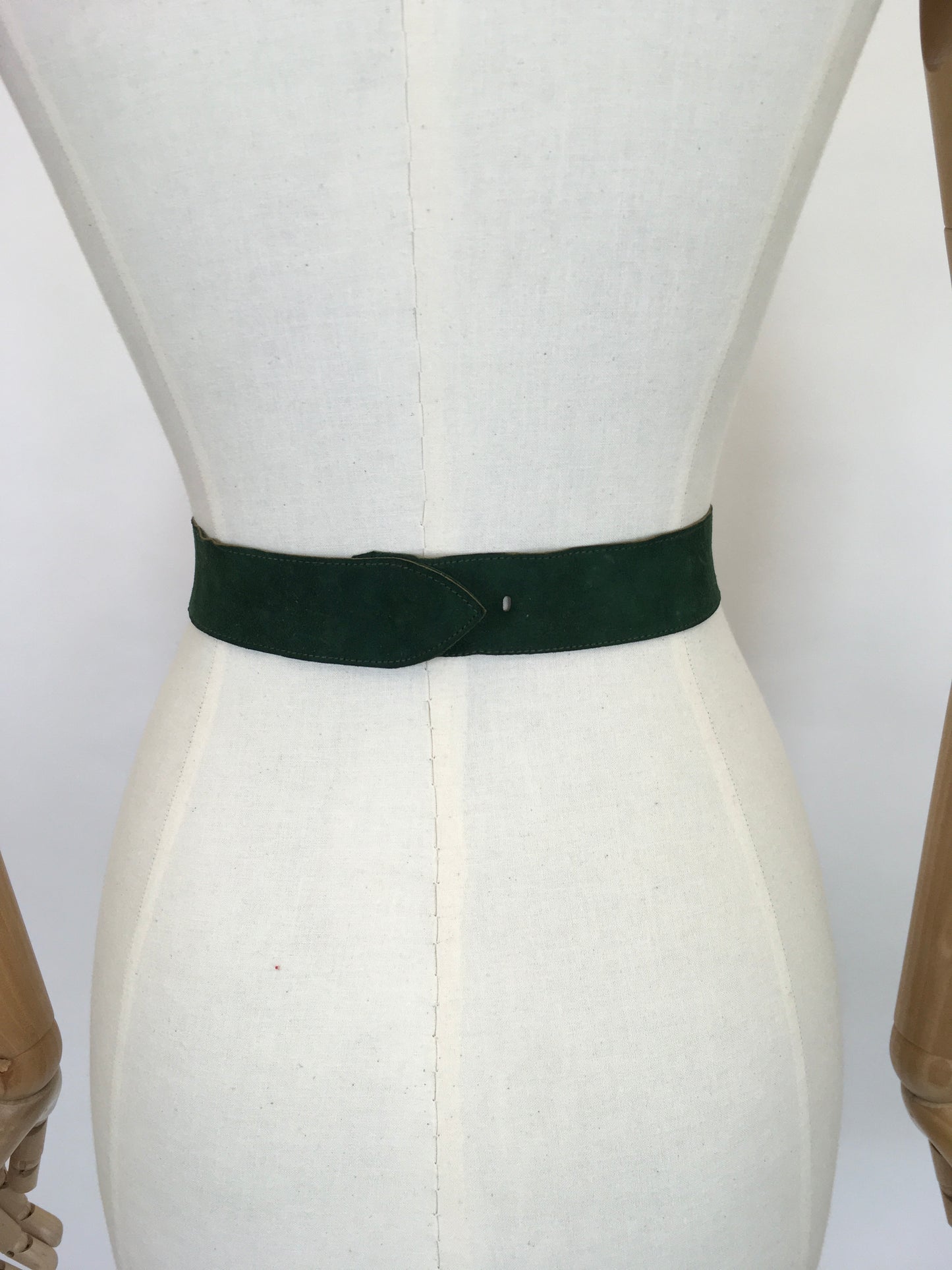Original 1930’s STUNNING Forest Green Suede Belt - With Lovely Adornments