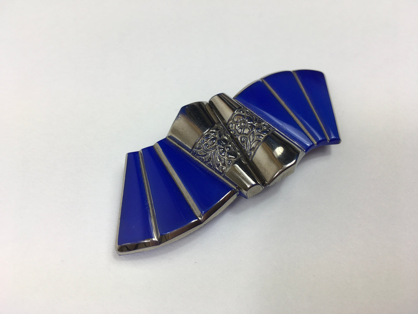 Original 1930’s Glass & Enamel Buckle - In a Beautiful Rich Blue with Deco Detailing