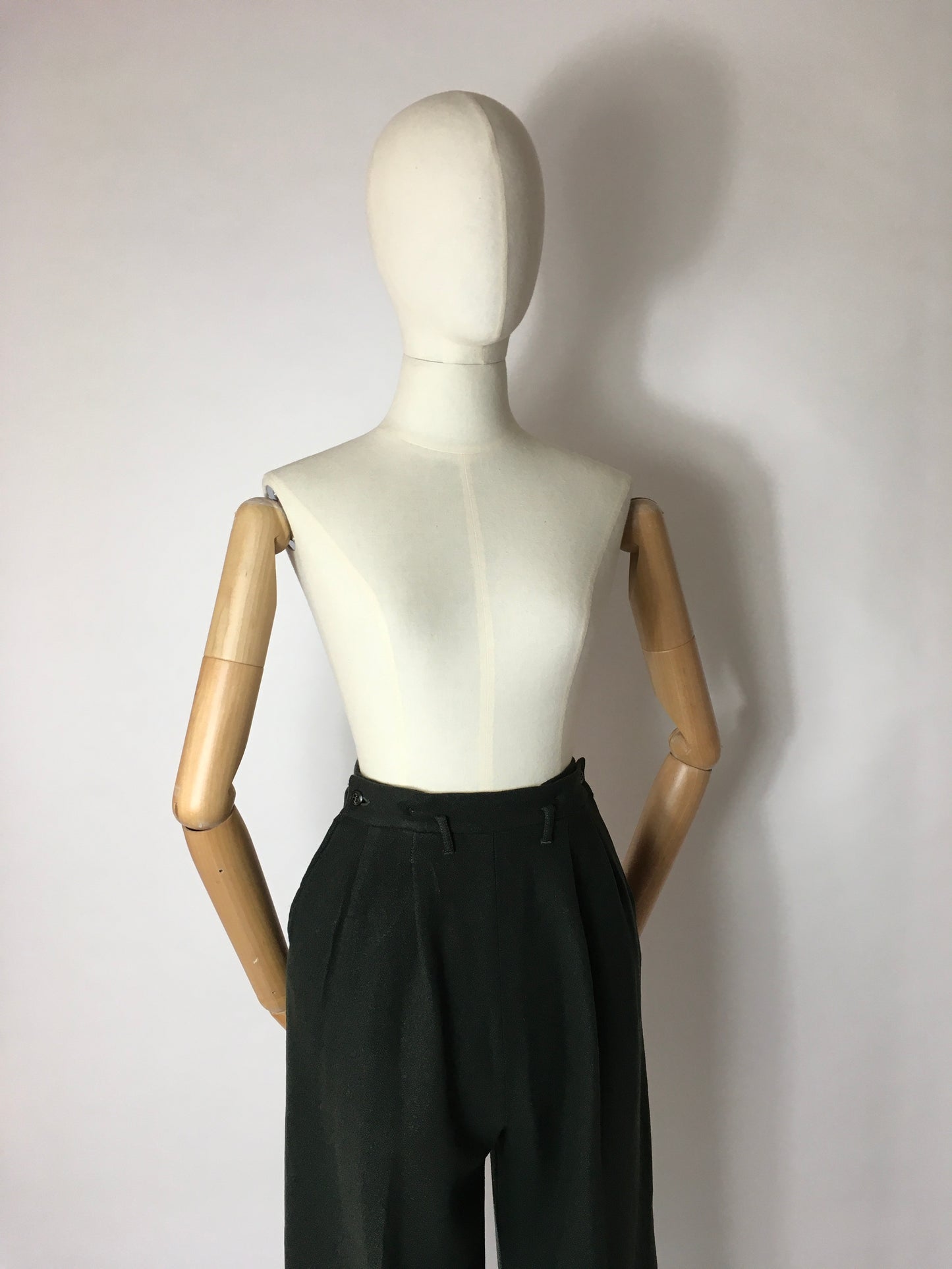 Original Early 1950’s Slacks - In a Beautiful Forest Green Wool