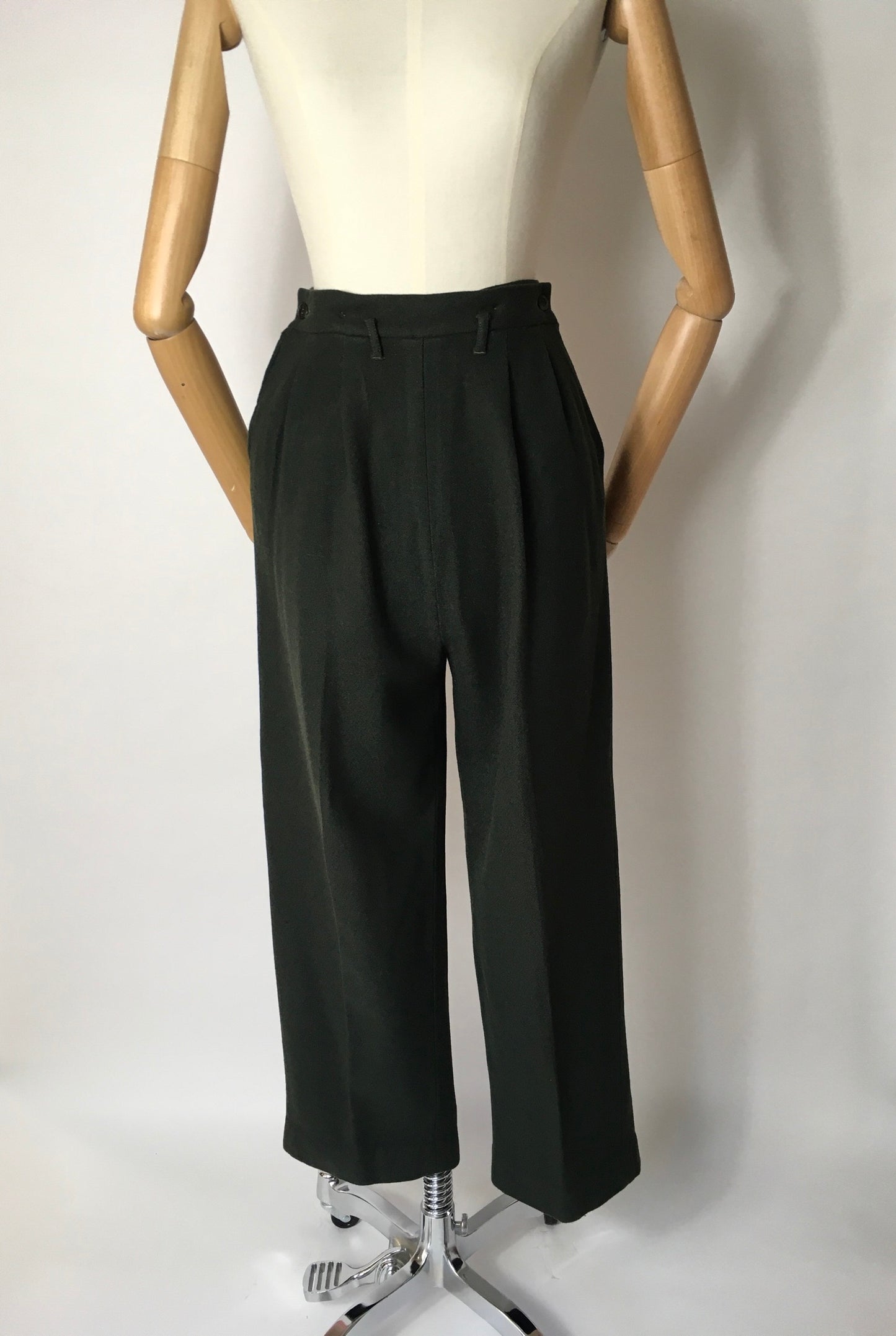 Original Early 1950’s Slacks - In a Beautiful Forest Green Wool