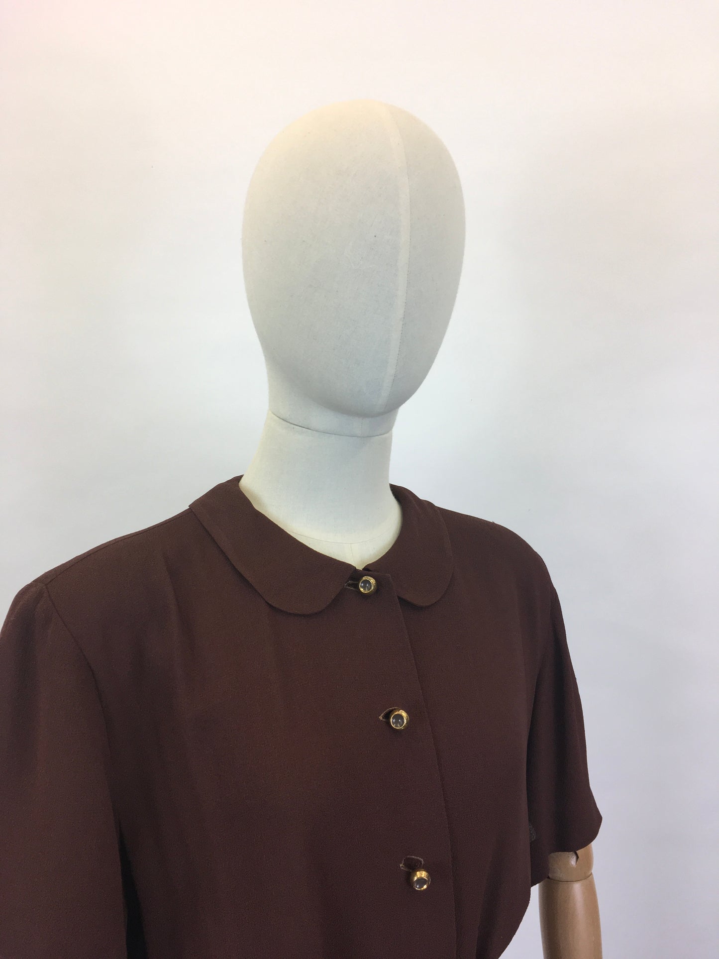 Original 1940’s SENSATIONAL Brown Fine Crepe Dress - ‘ A Jerry Gilden Spectator ‘