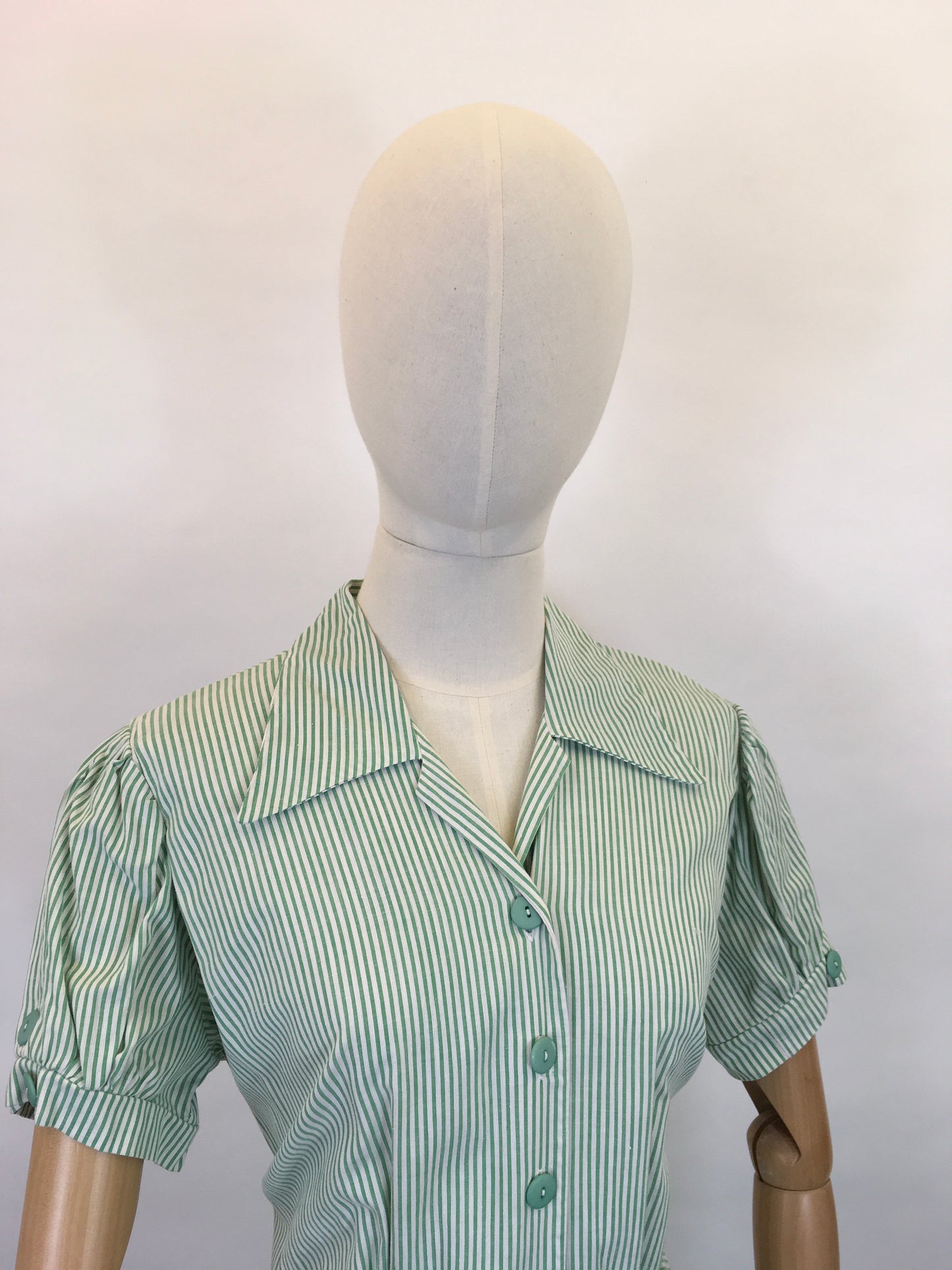 Original 1940’s Green & White Striped Dress - ‘ Joyce the Bright’ Patented Label