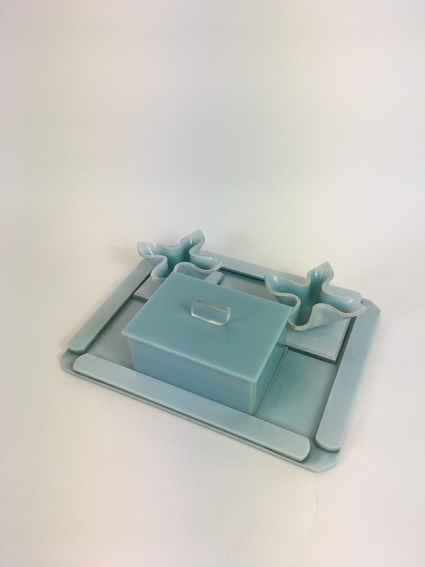 Original 1930s Lucite Vanity Set - In An Exquisite Pale Duck Egg Blue
