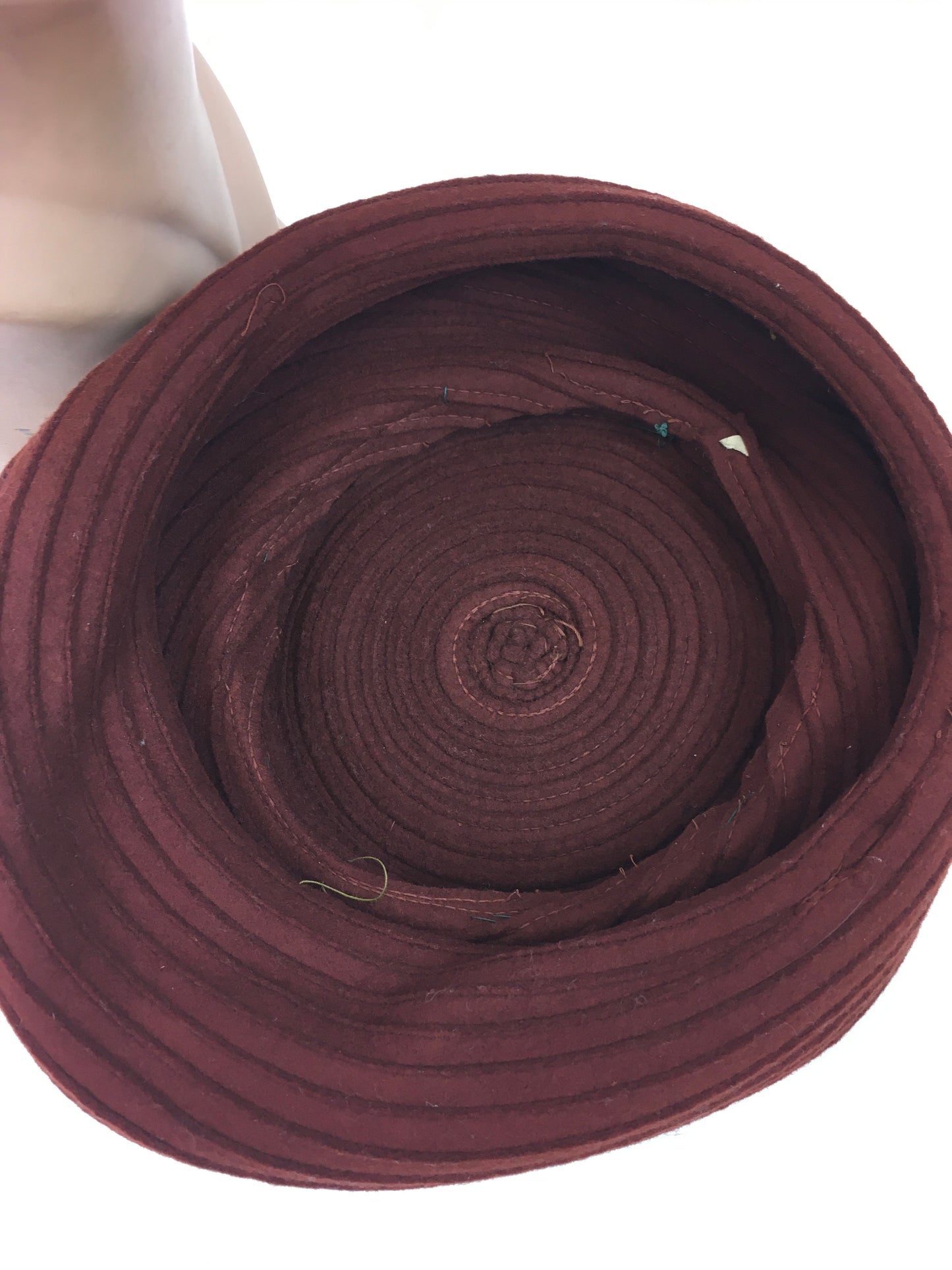 Original 1940's Darling Tilt Hat - In Rust With A Green Bow Trim