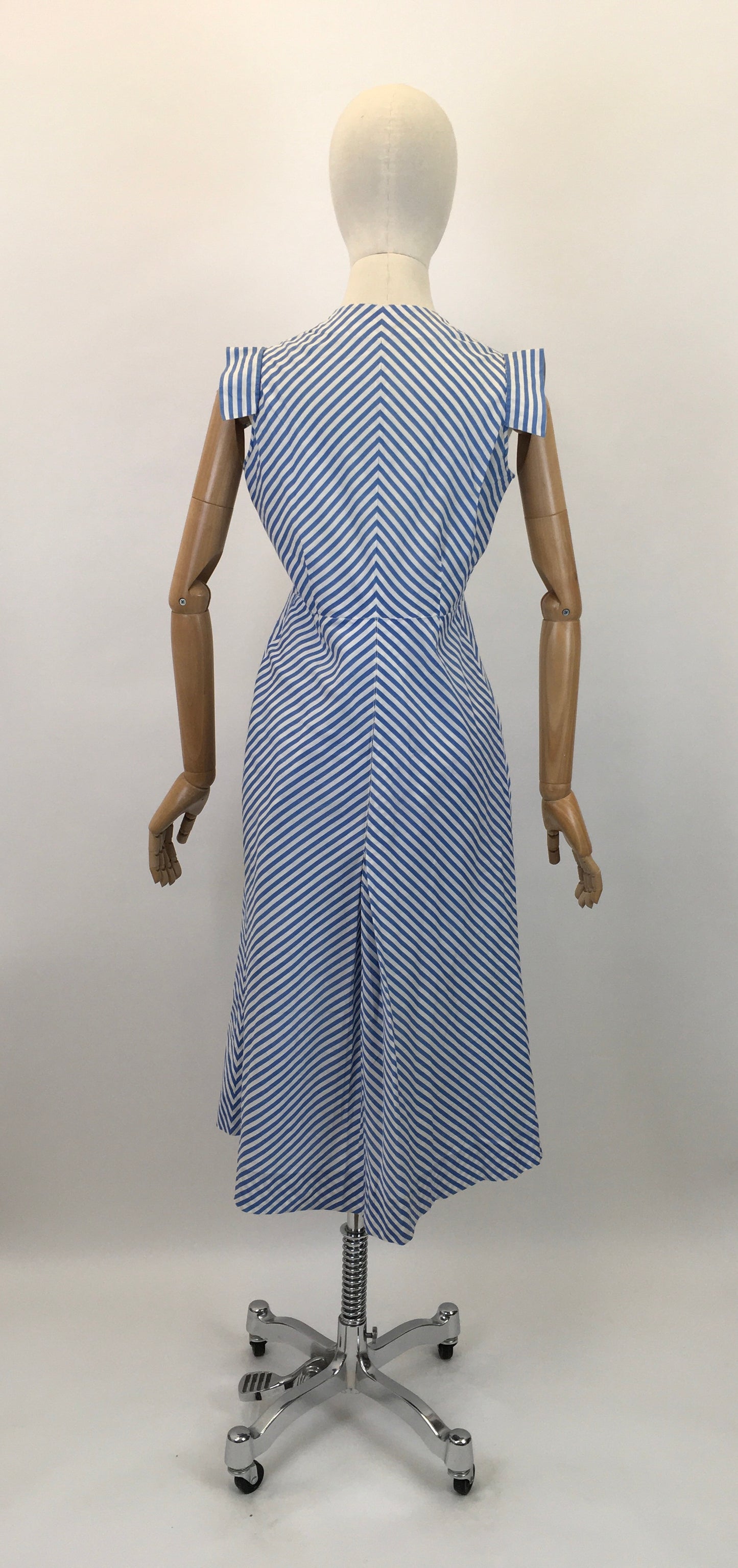 Original 1930's Sensational Dress & Shorts Set - In A Classic Blue & White Stripe