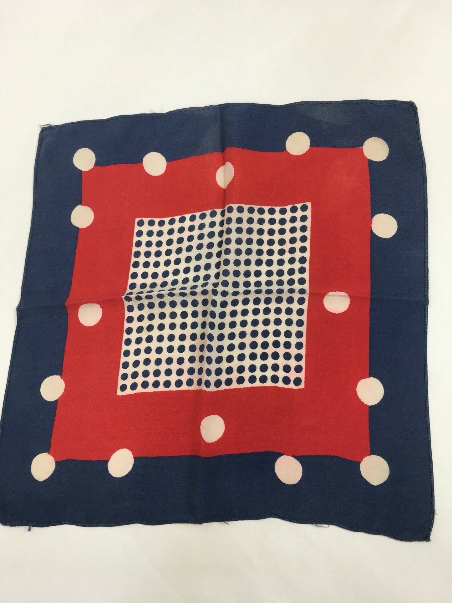 Original 1940's Fabulous Rayon Hankie - In Red, White and Blue