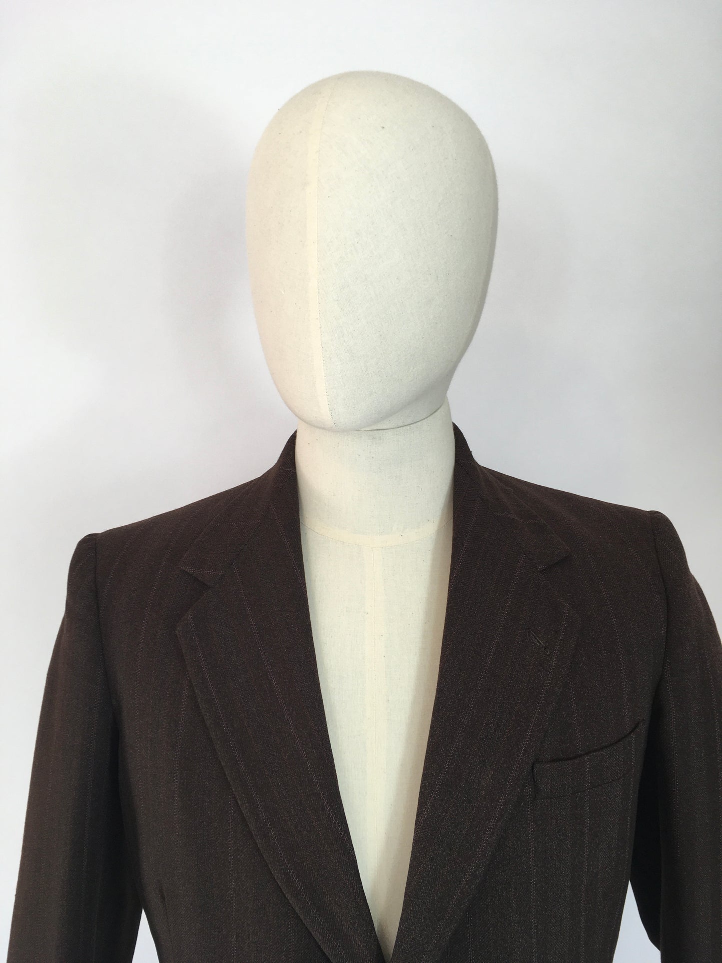 Original 1940’s CC41 Montague Burton Jacket - In a Lovely Brown with Orange and Pink Pinstripe