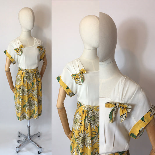 Original 1940’s Stunning Summer Dress - Vibrant Colour Floral Print
