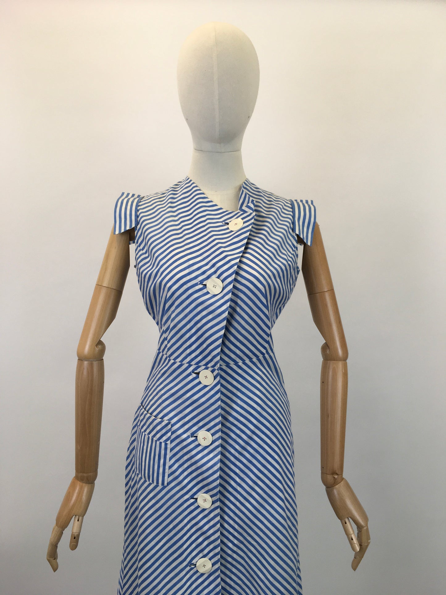 Original 1930's Sensational Dress & Shorts Set - In A Classic Blue & White Stripe