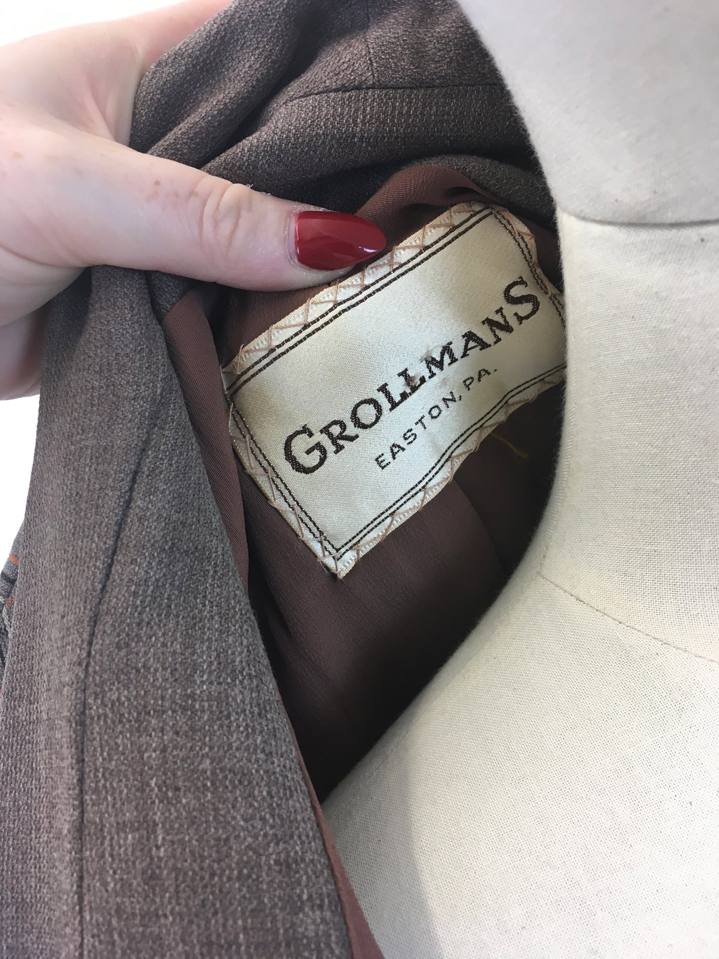 Original 1940's Gorgeous Plaid Jacket - In Brown, Zesty Orange and Cream