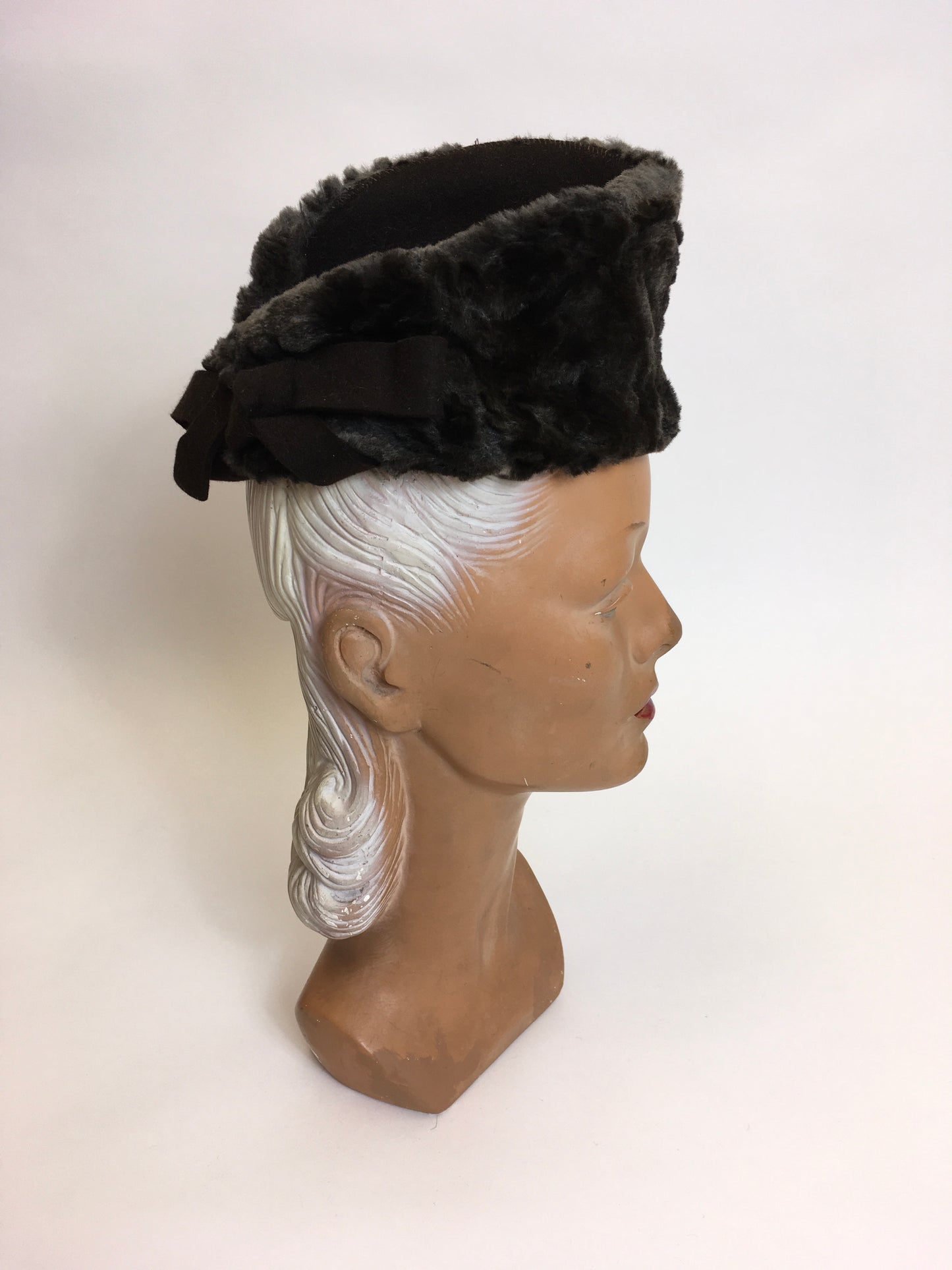 Original 1940’s Moleskin & Felt Topper - In A Fabulous Asymmetrical Shape