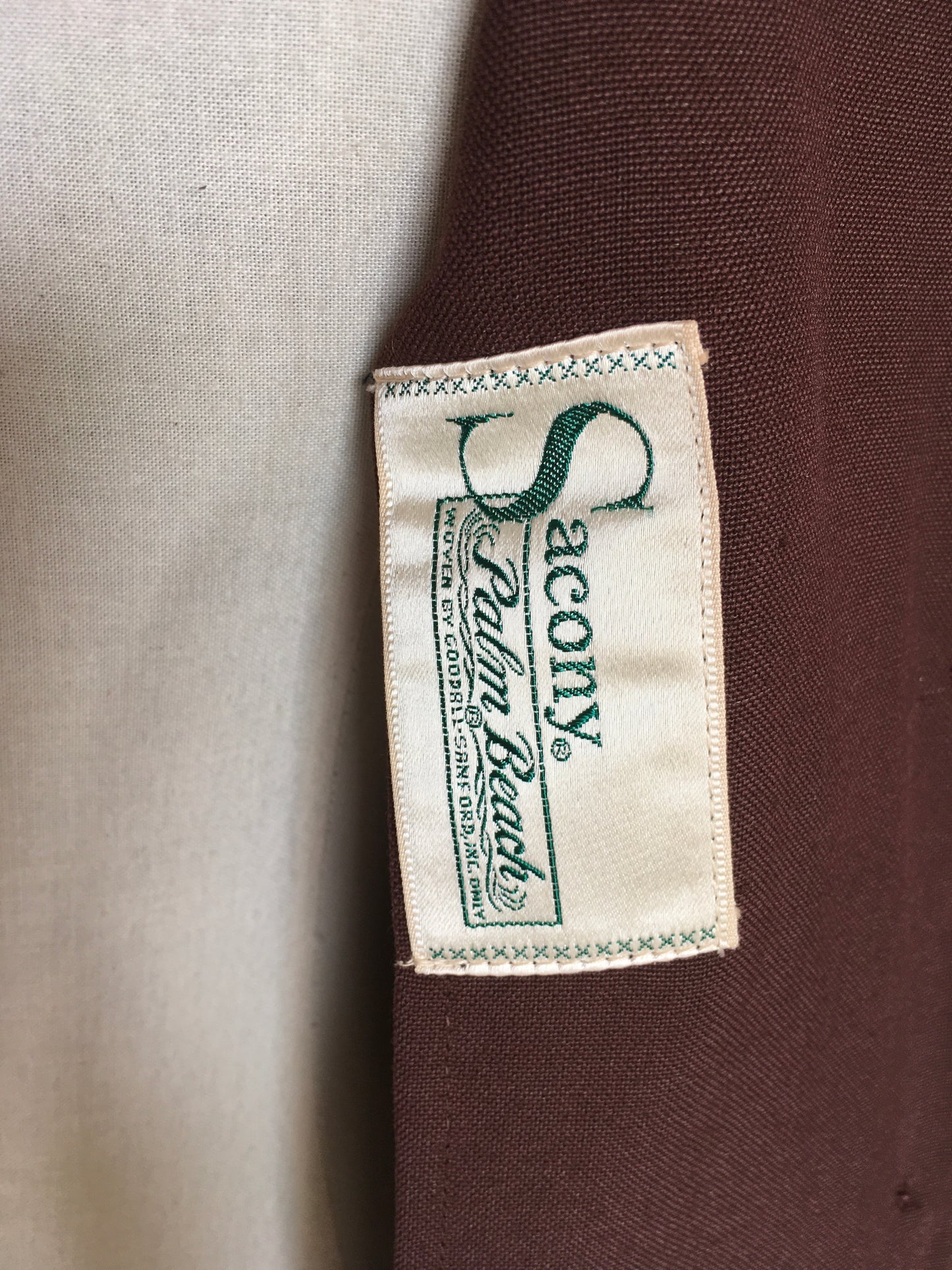 Original 1940’s Summer Jacket in Brown - ‘ Sacony Palm Beach ‘ Label