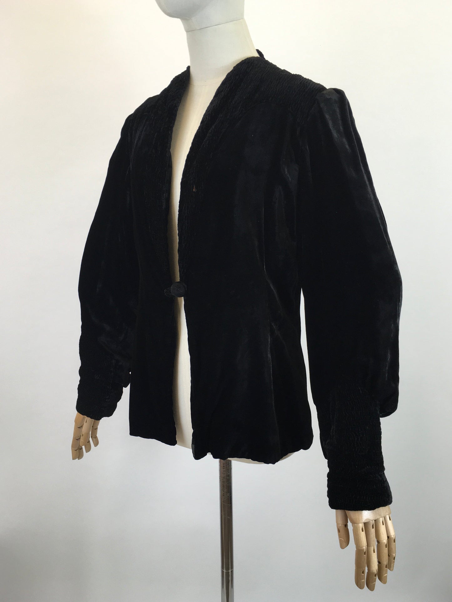 Original 1920's / 1930's Exquisite Evening Jacket - In Black Silk Velvet With Stunning Details