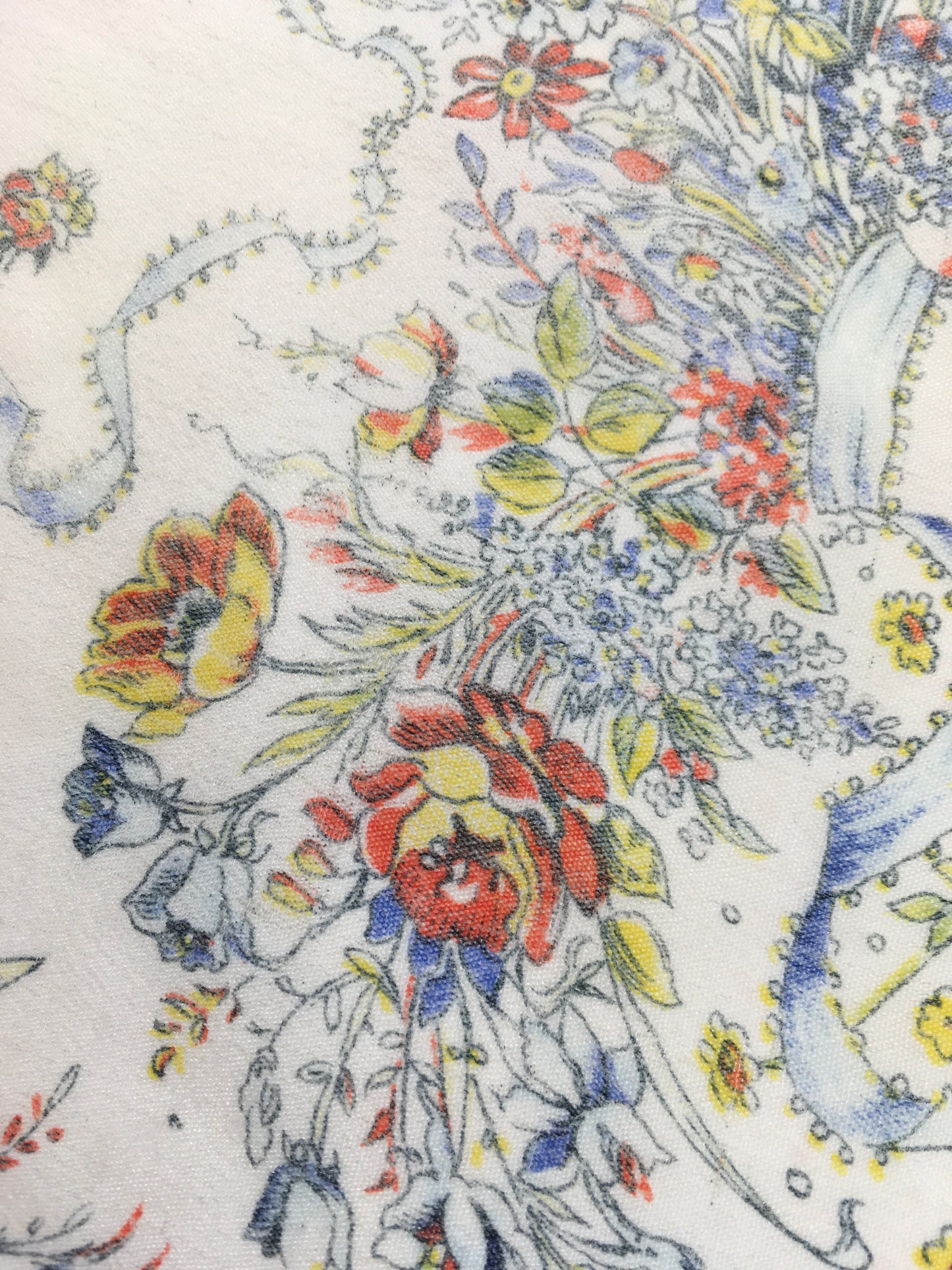 Original 1940’s Rayon Hankie - In A Subtle Colour Pallet of Soft Pastels