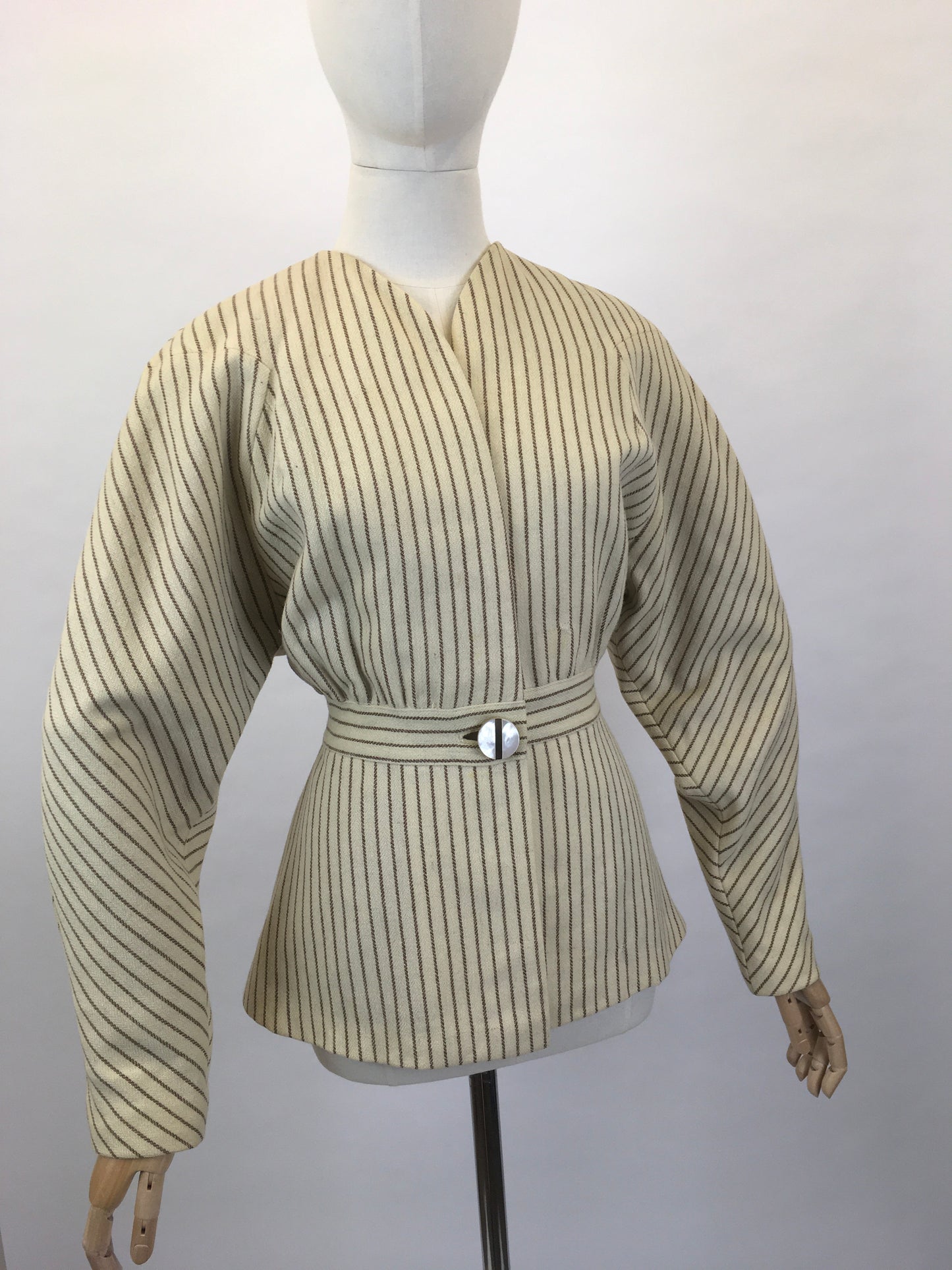 Original 1940’s Cream and Brown Striped Jacket - A ‘ Original Richi’s Hollywood ‘ Label