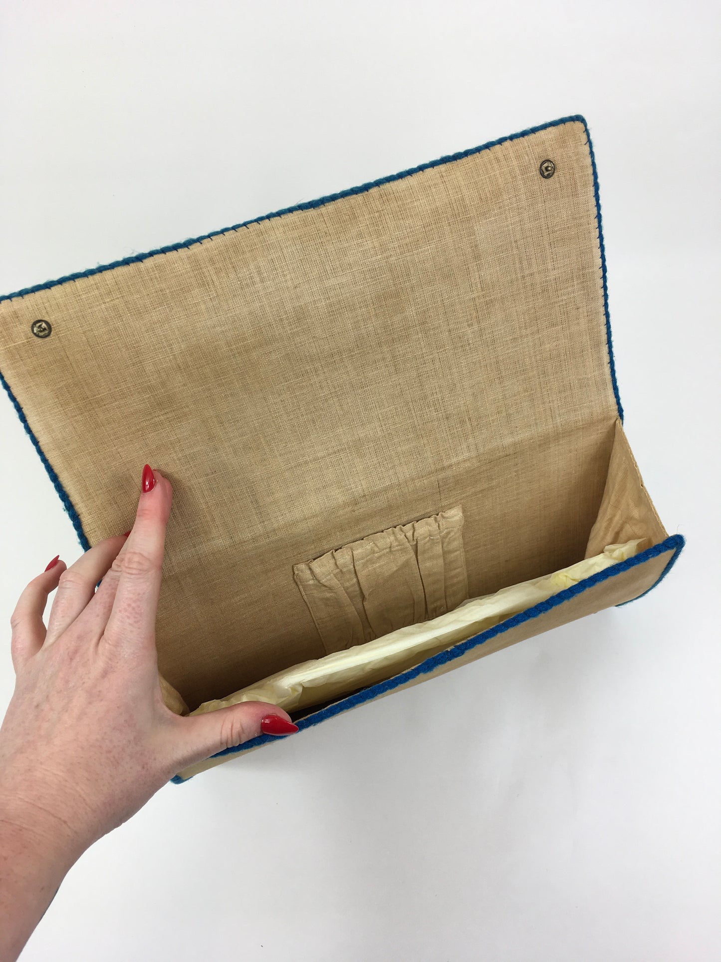 Original 1930’s Exquisite Embroidered Linen Clutch Handbag - With Stunning Details & Colour Pallet