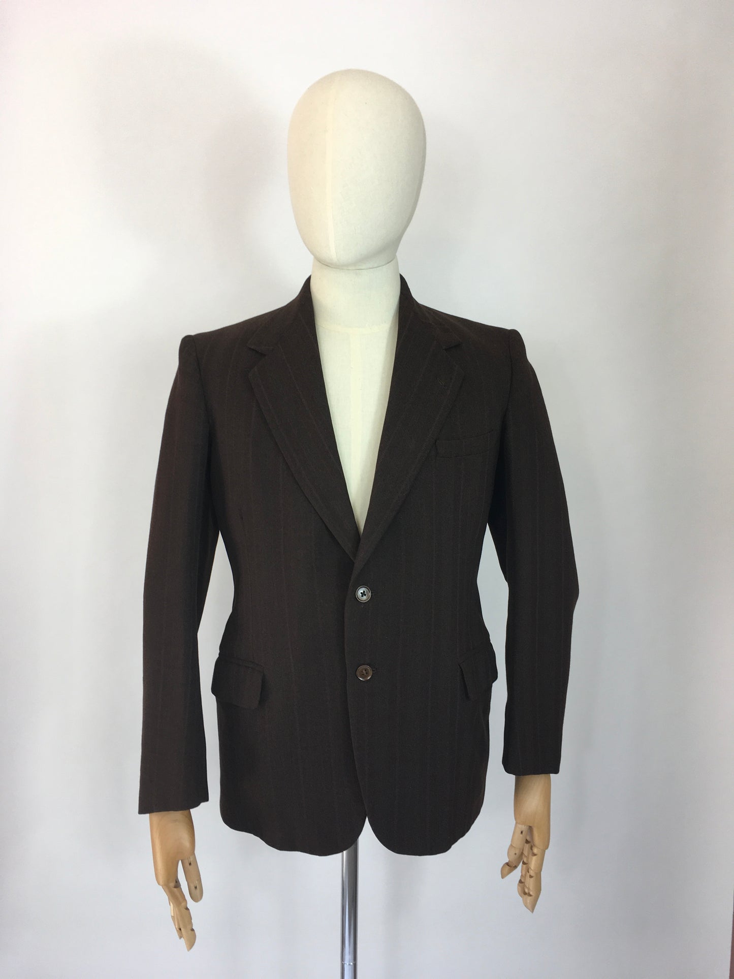 Original 1940’s CC41 Montague Burton Jacket - In a Lovely Brown with Orange and Pink Pinstripe