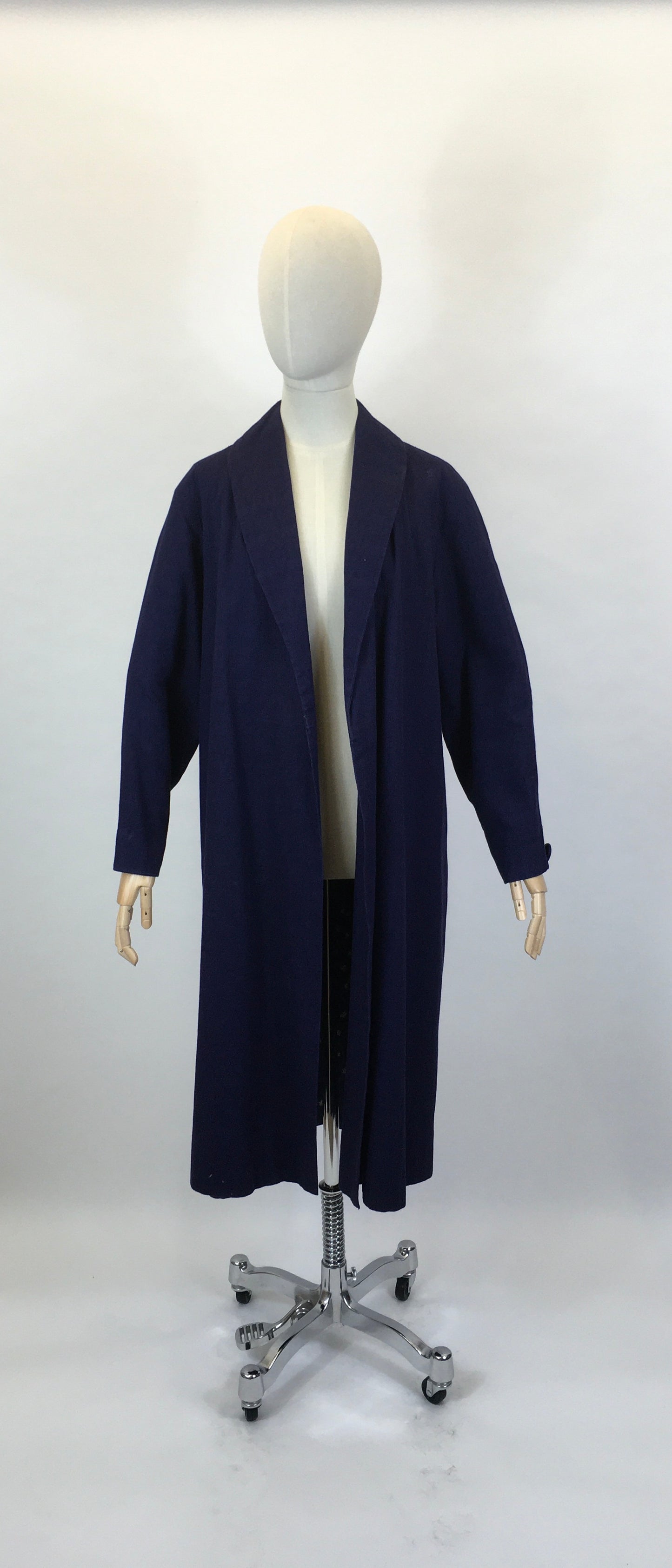 RESERVED Do NOT BUY  - Original 1950’s Edge to Edge Duster Coat - In a Midnight Blue Textured Cloth With Contrast Lining