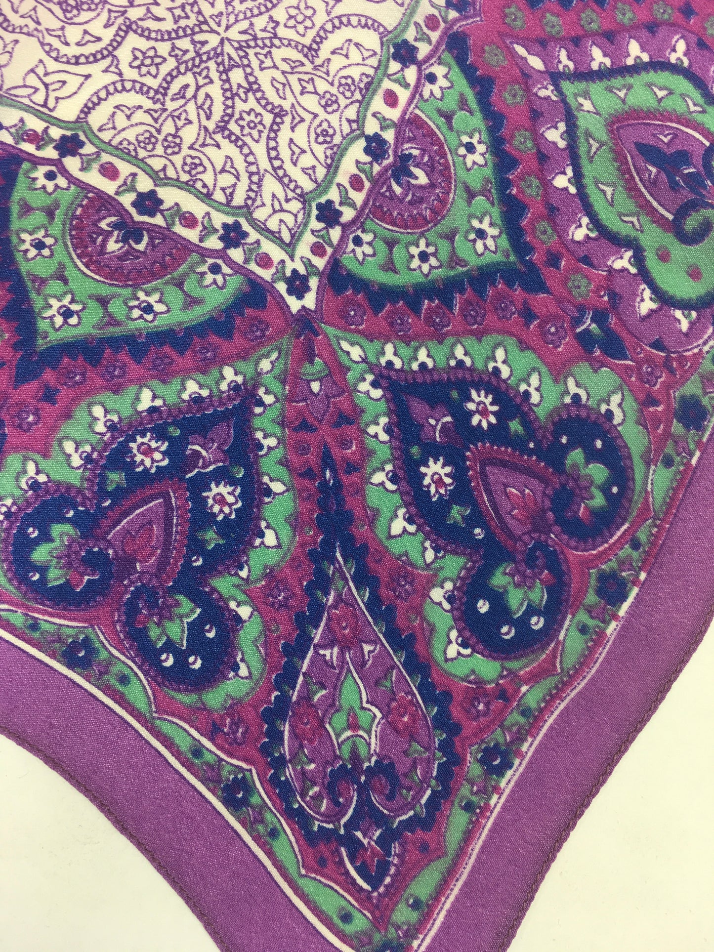 Original 1940’s Rayon Hankie - In Rich Purples, Greens, Pinks & Blue