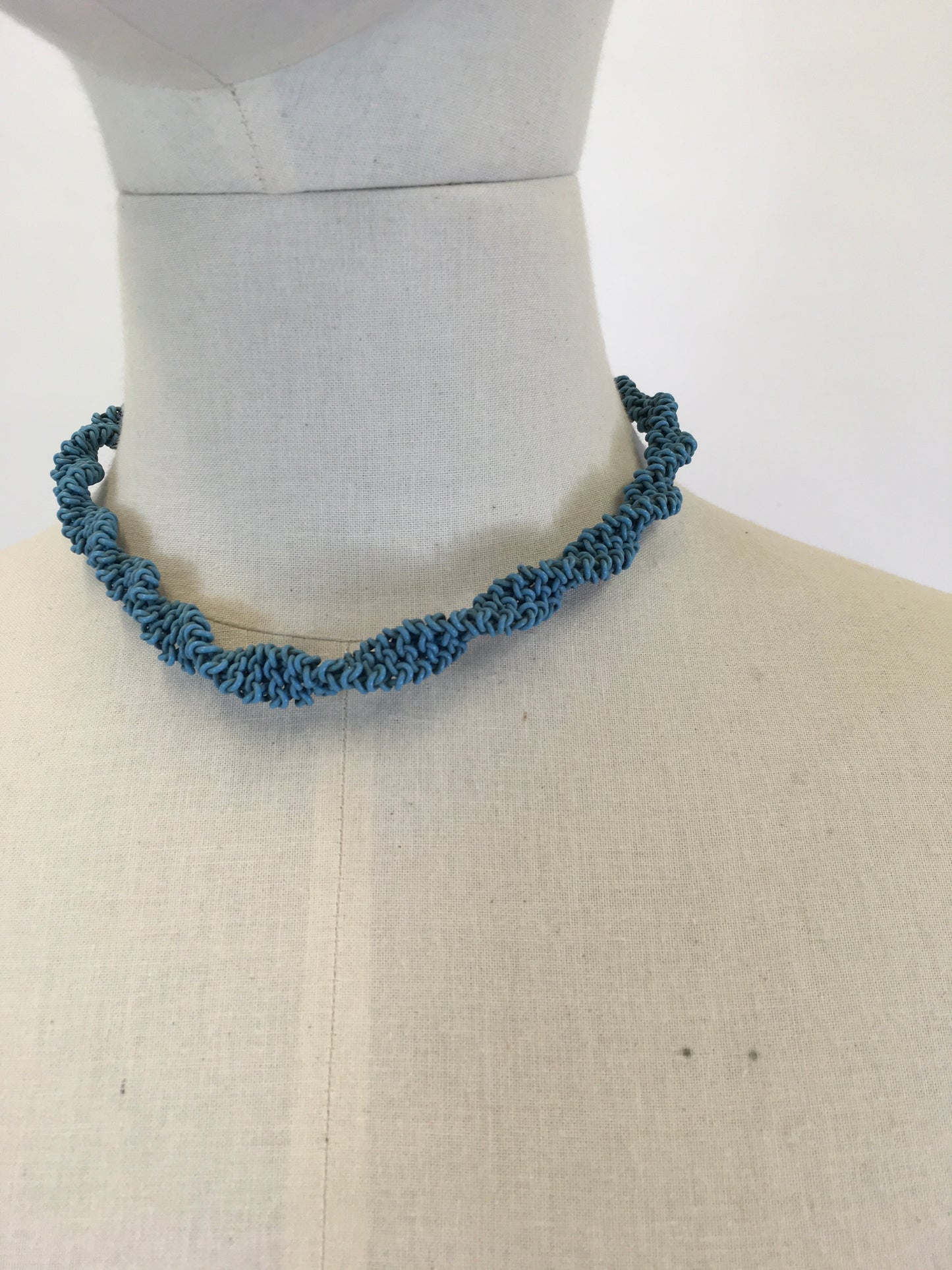 Original Late 1940’s Early 1950’s ‘ Scoobie Necklace - In a Soft Teal Telephone Wire