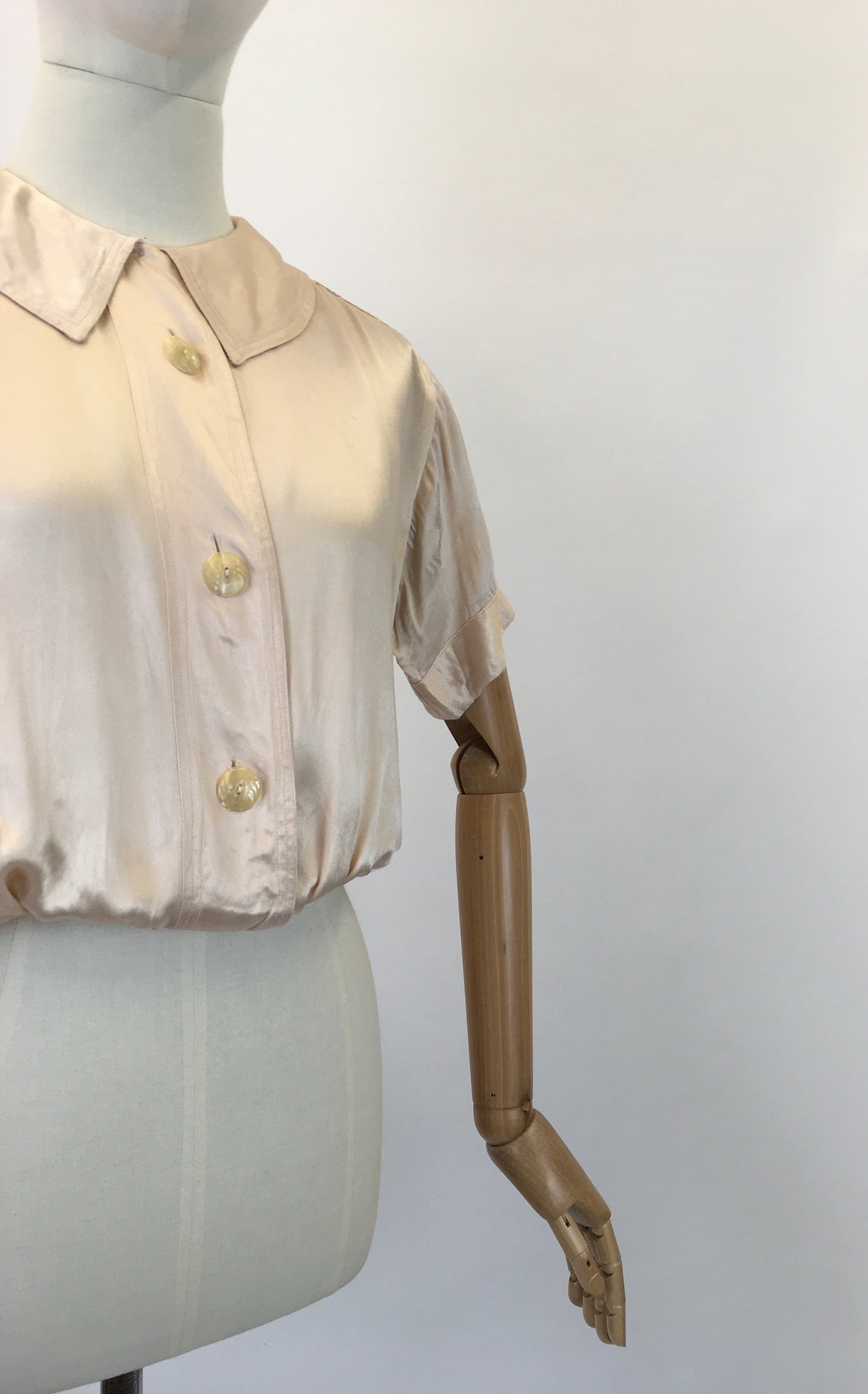 Original 1930's Darling Silk Rayon Blouse - In A Pale Pink