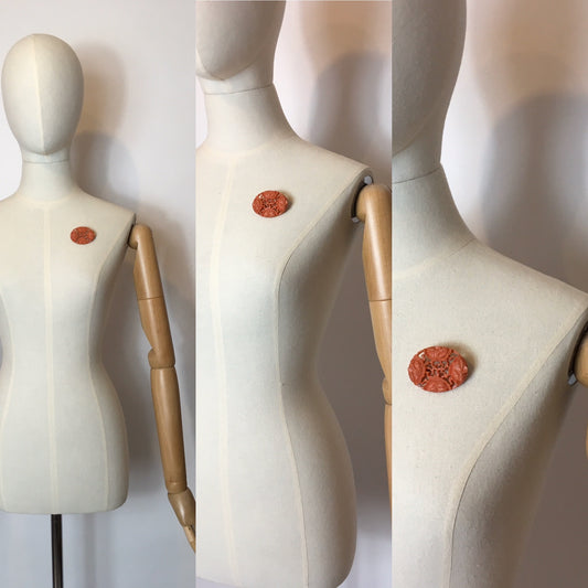 Original 1930’s Floral Early Plastic Brooch in Soft Coral - Festival Of Vintage Fashion Show Exclusive