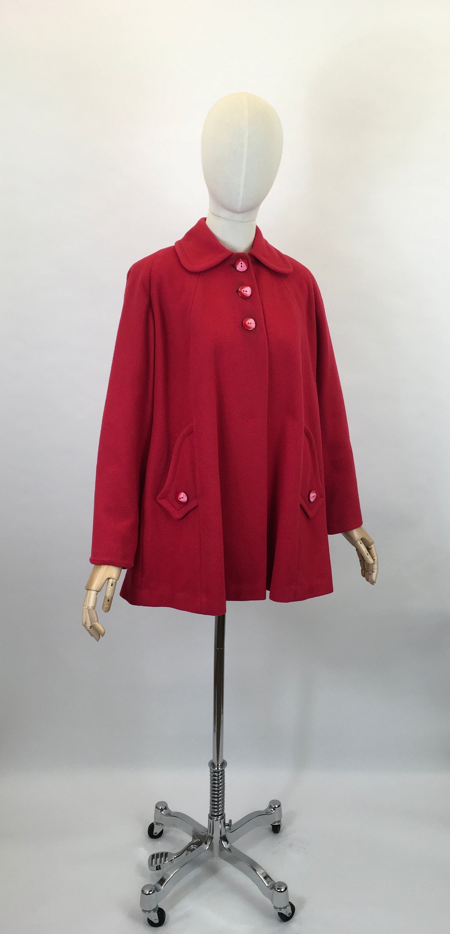 Original Late 1940’s Raspberry Red Swing Jacket - With Stunning Detailing