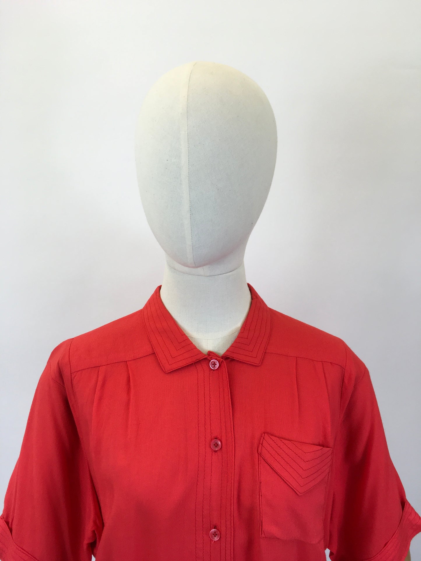 Original 1940's Fabulous Cotton Blouse - In A Lipstick Bright Red