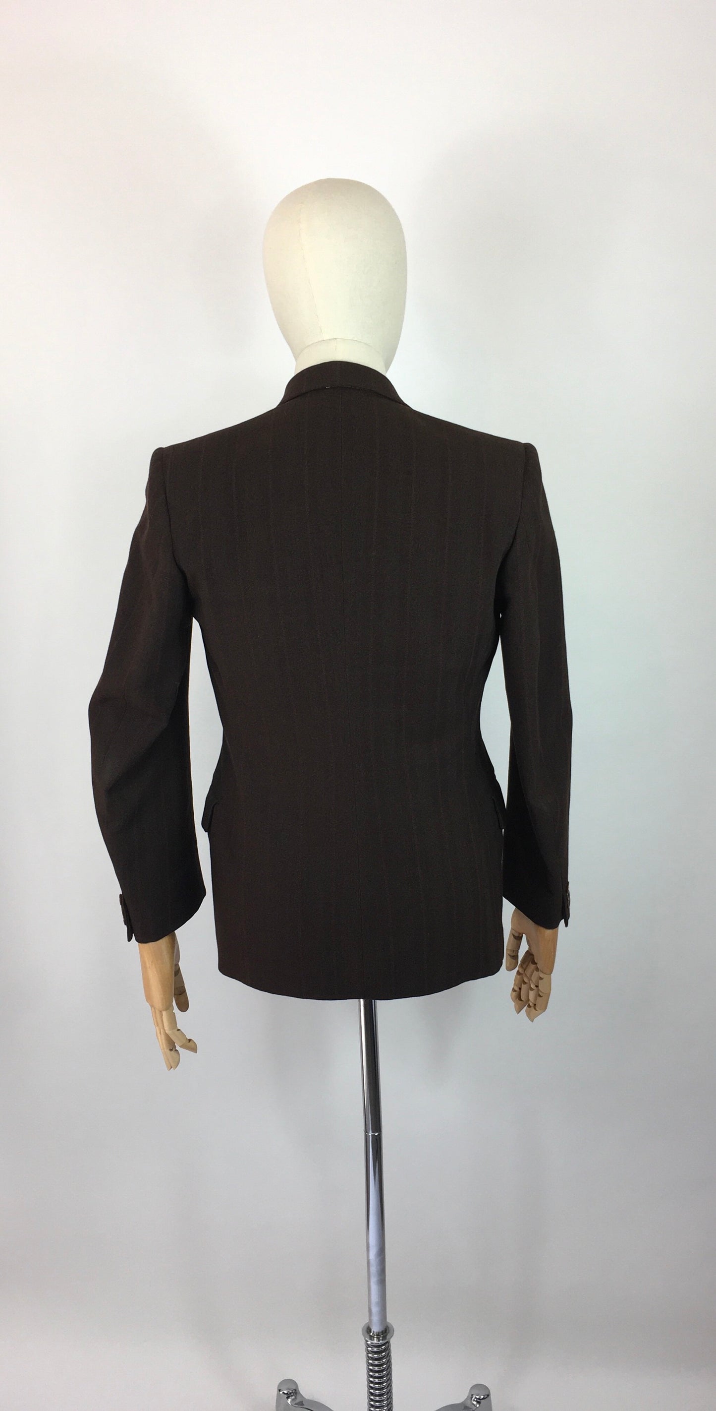Original 1940’s CC41 Montague Burton Jacket - In a Lovely Brown with Orange and Pink Pinstripe