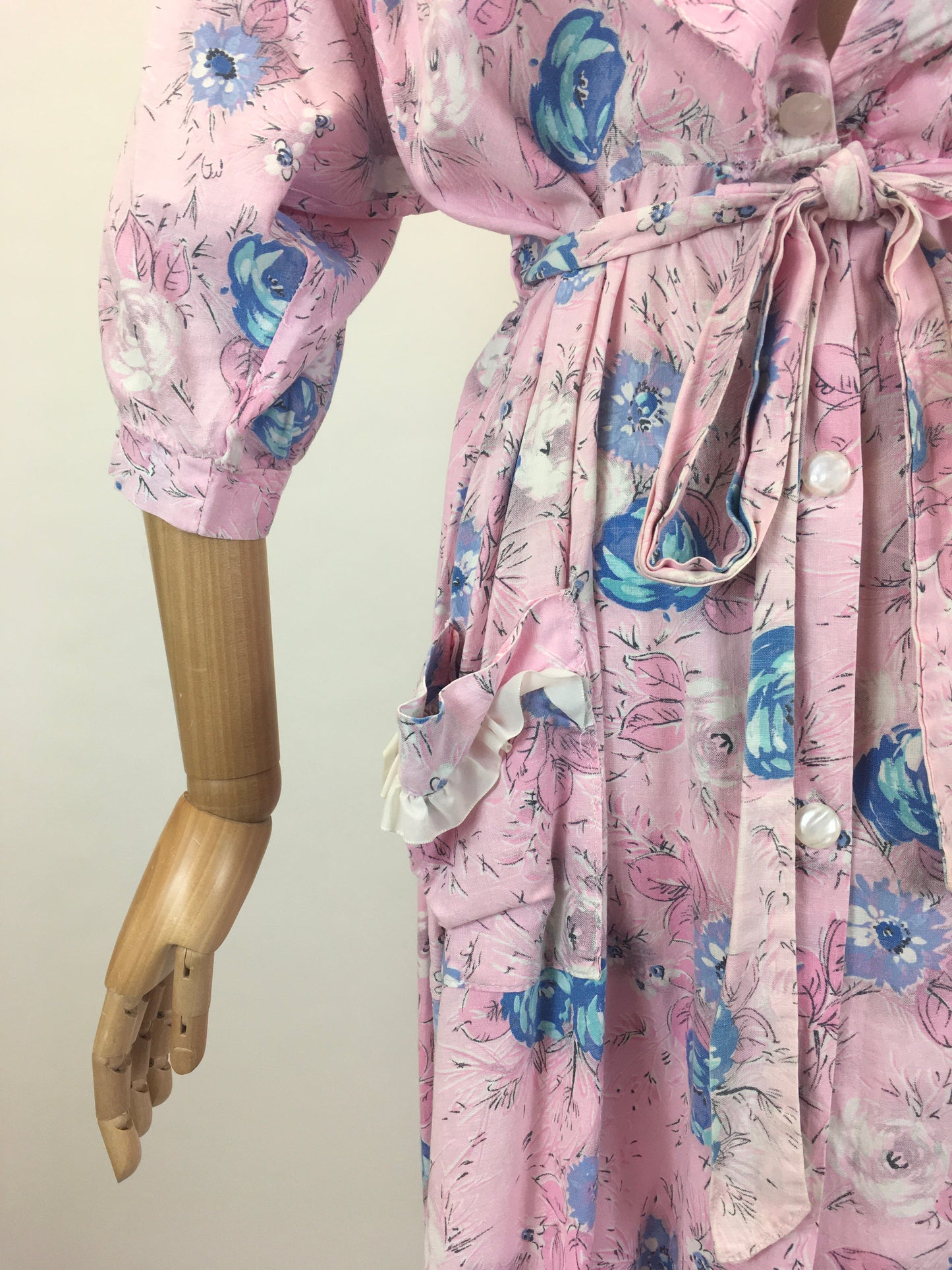 Original 1950’s Floral Cotton Dressing Gown - As is Condition