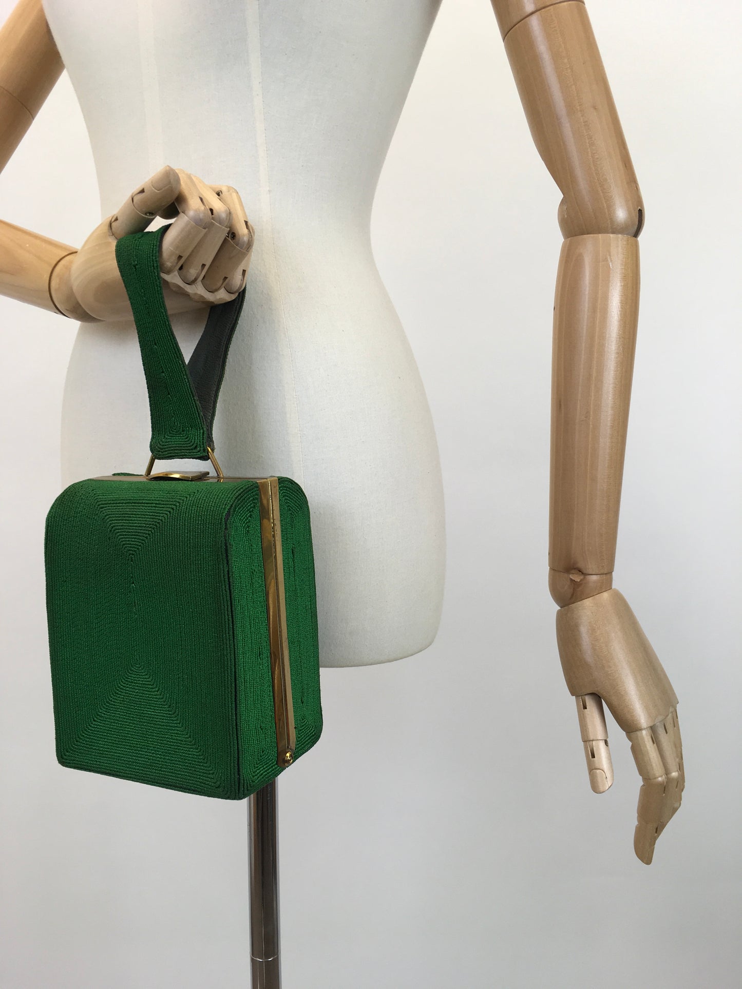 Original 1940's Sensational Rare Corde Handbag - In Emerald Green