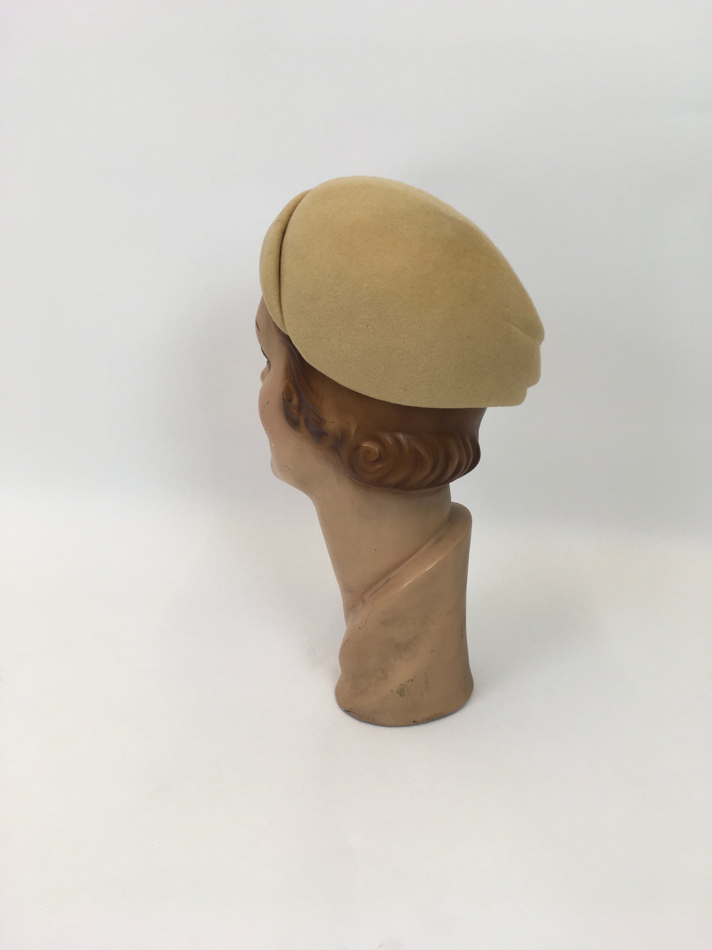 Original Late 1940’s Early 1950’s Felt Headpiece - In Light Mustard