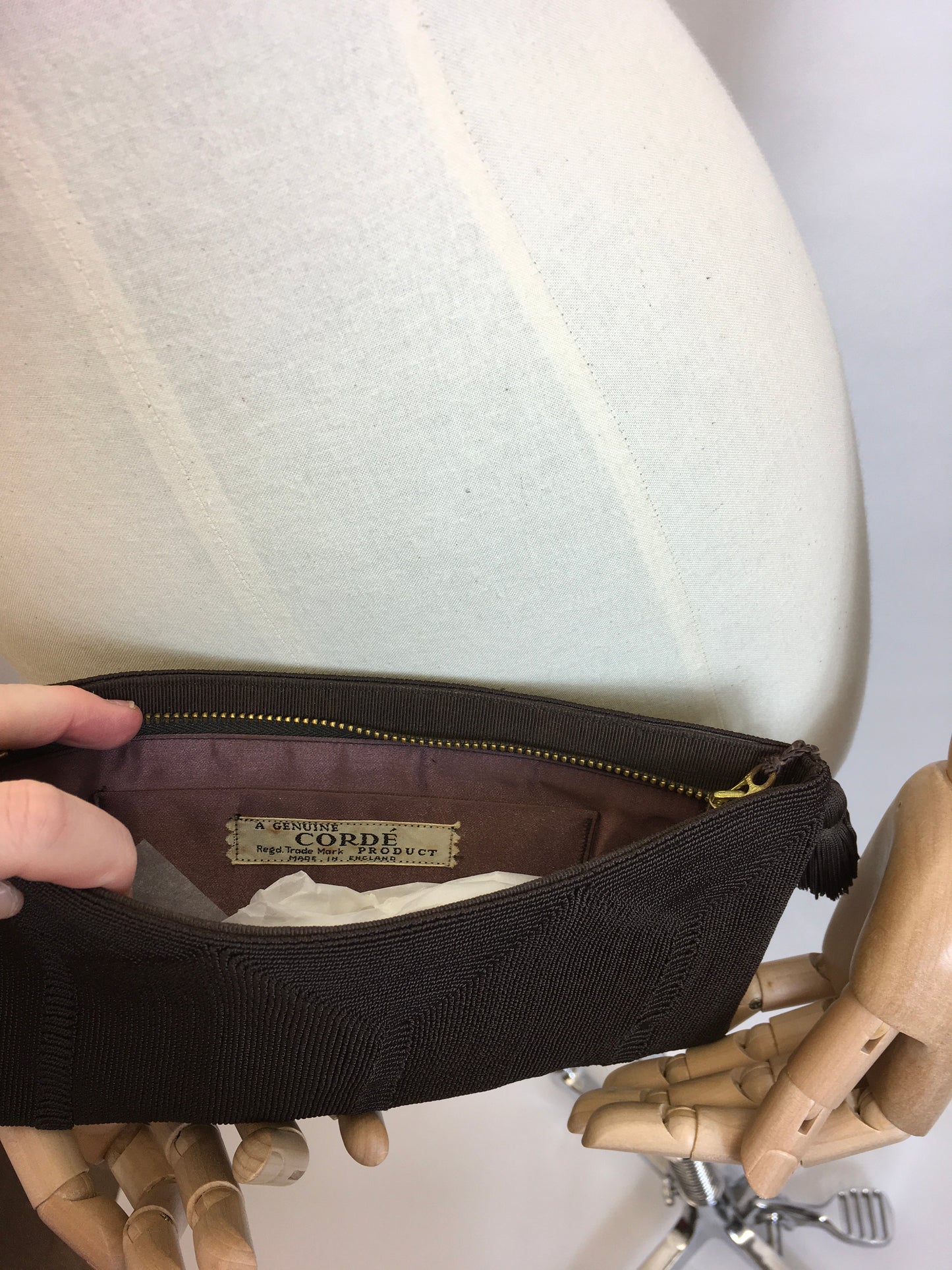 Original 1940’s Brown Corde Clutch Bag - Gorgeous Tassel Detailing