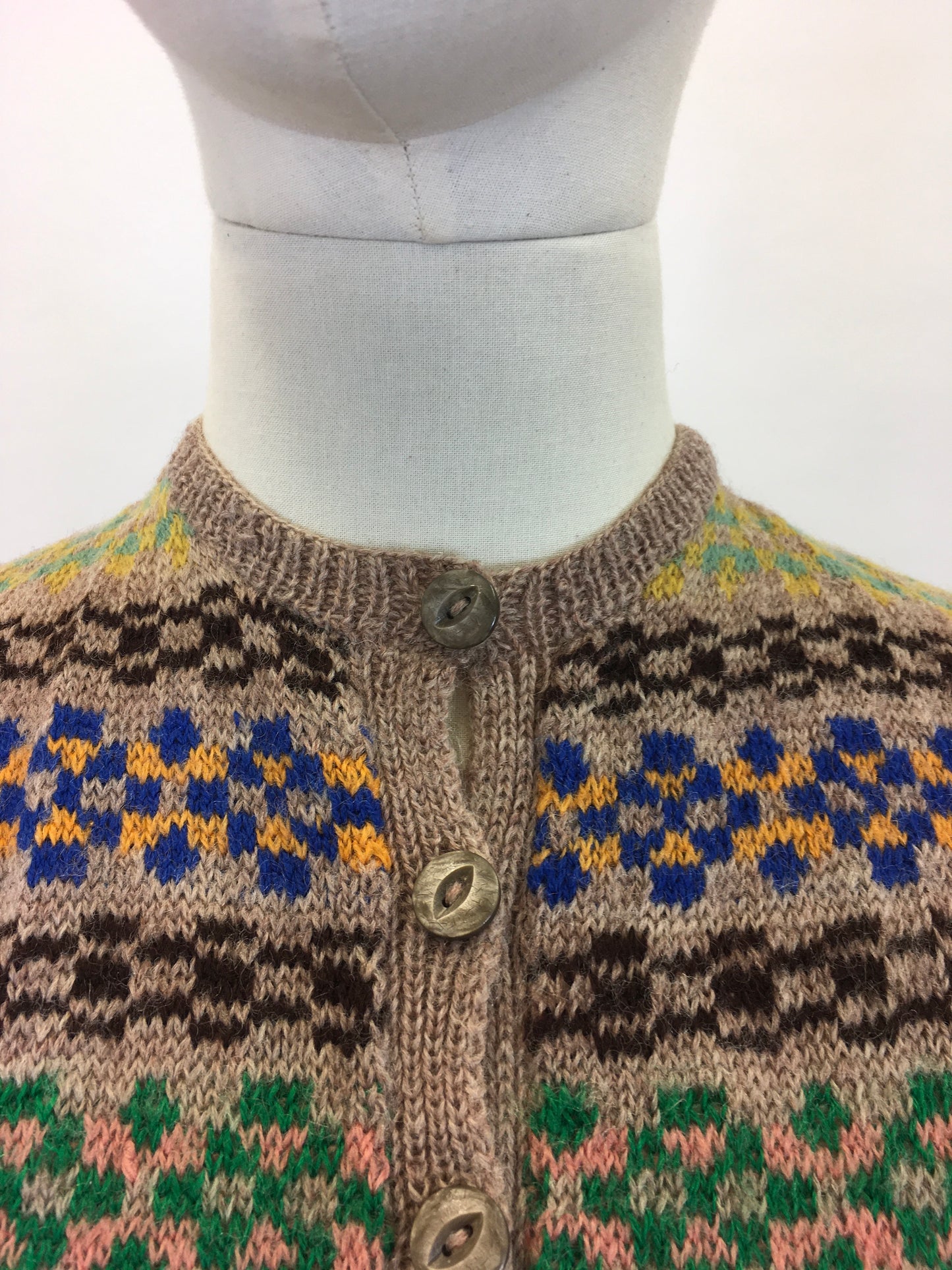 Original 1940's Darling Knitted Waistcoat - With Fairisle Details and Button Front