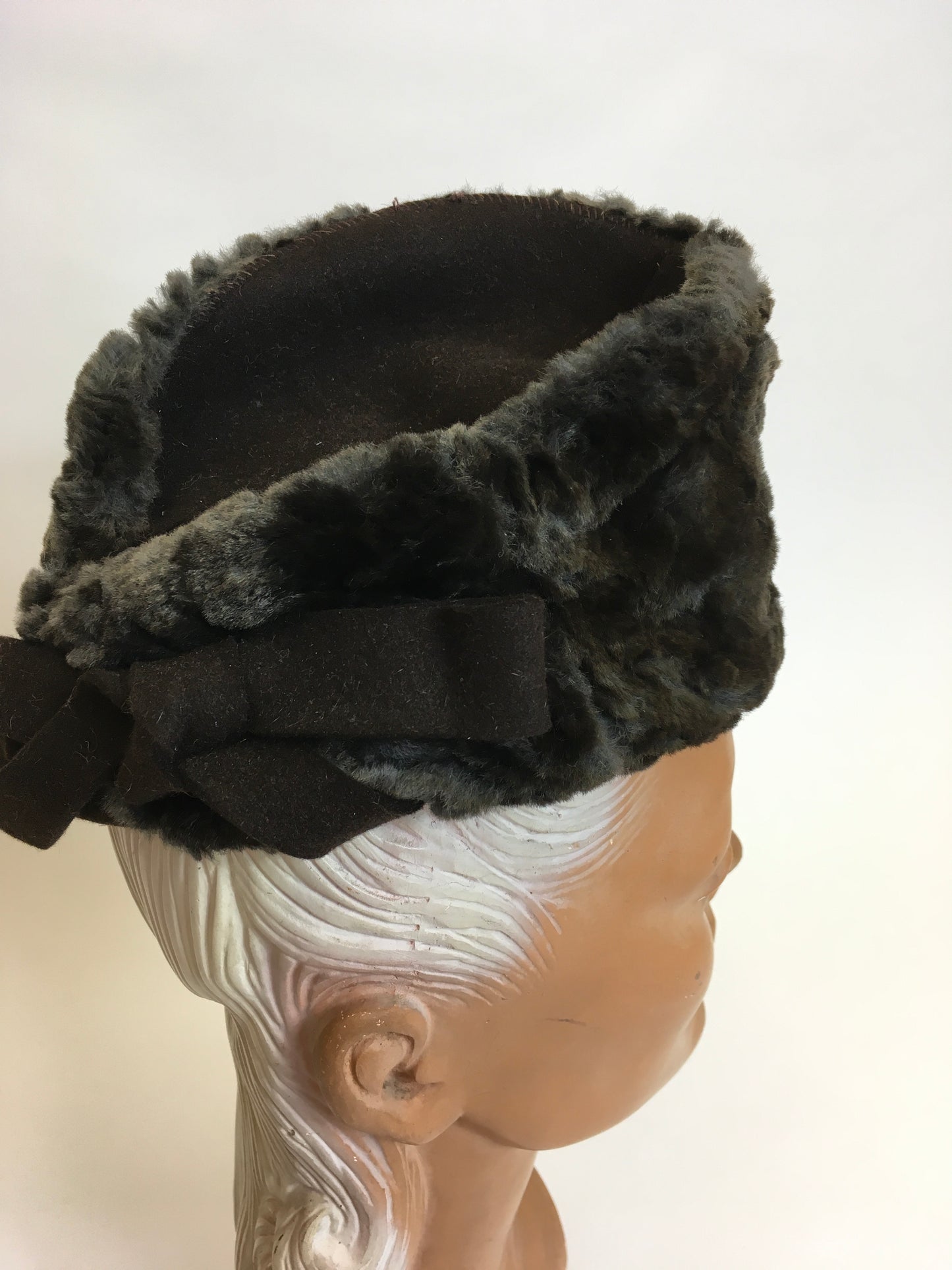 Original 1940’s Moleskin & Felt Topper - In A Fabulous Asymmetrical Shape