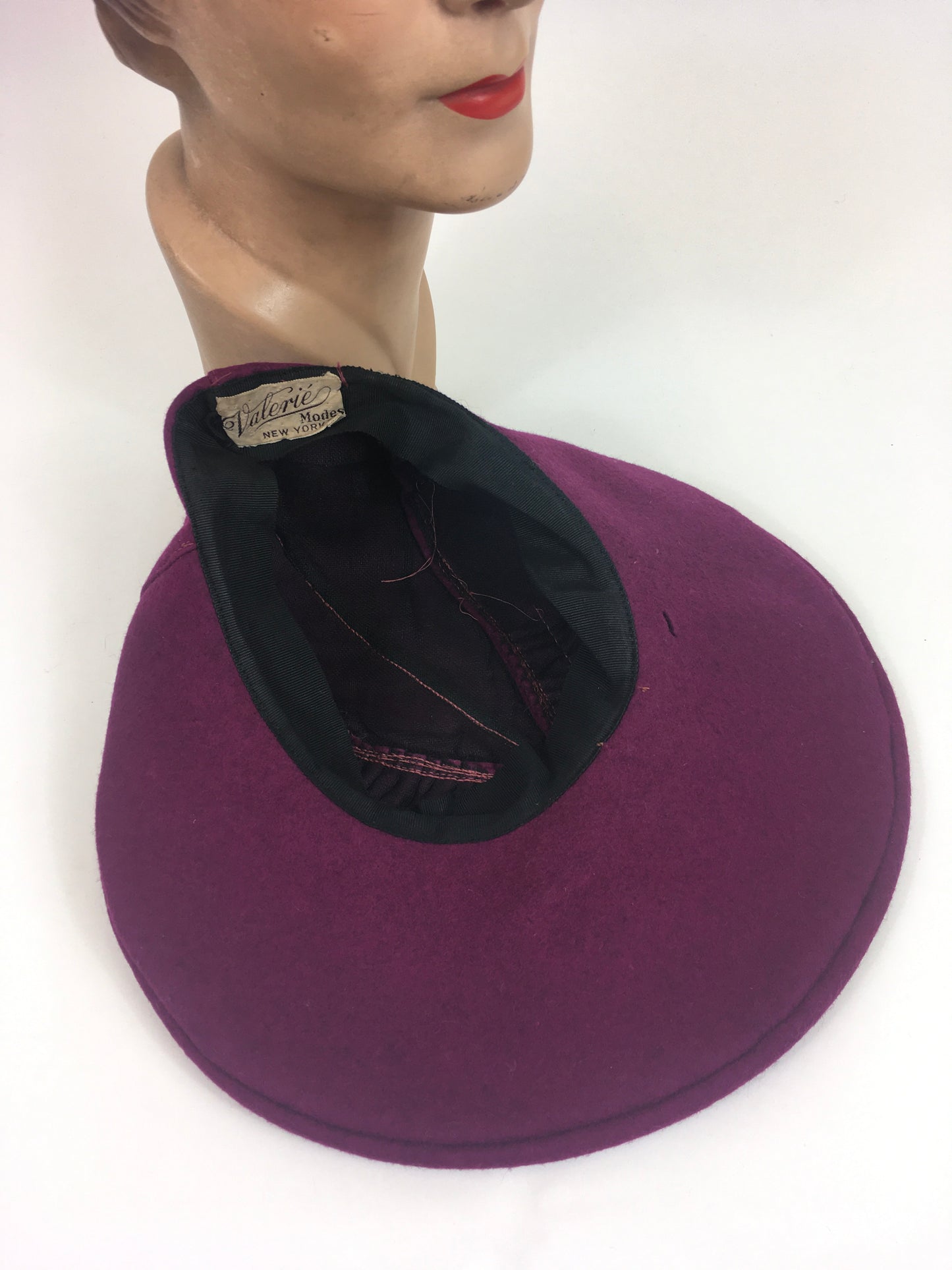 Original 1940’s American Pleated Beret Hat - In A Beautiful Deep Plum