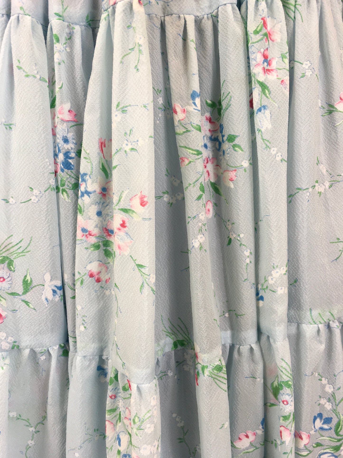 Original 1950’s Darling Full Length Prom Dress - In A Lovely Powder Blue Floral Tulle.