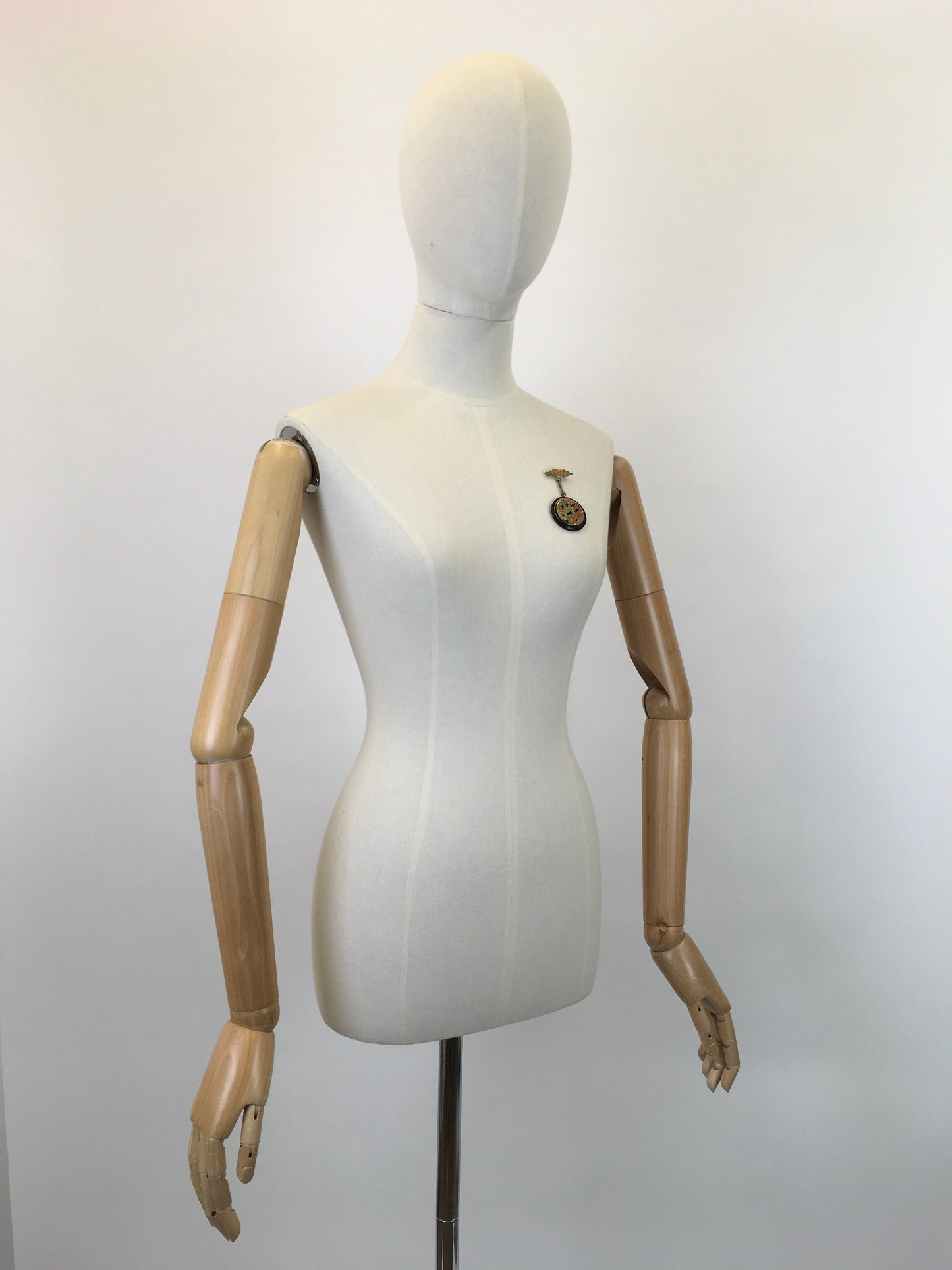 Original 1930’s Dangle Brooch - With Floral Enamel Overlay