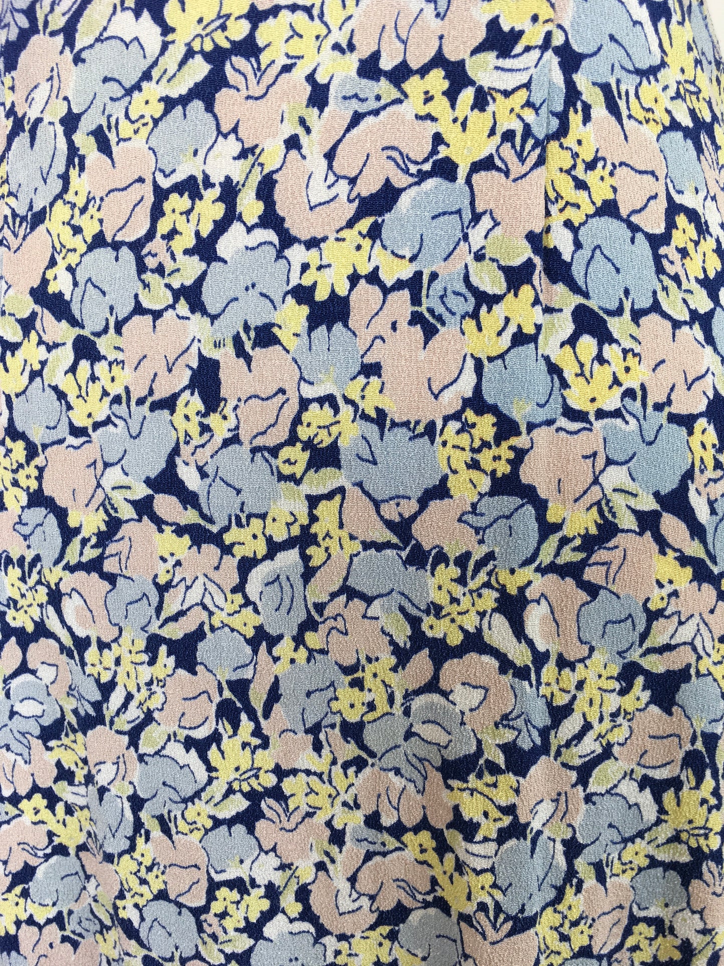 Original 1930’s Crepe Floral Day Dress - In A Pallet of Soft Pastels : Powdered Blue, Delicate Rose and Buttery Yellow