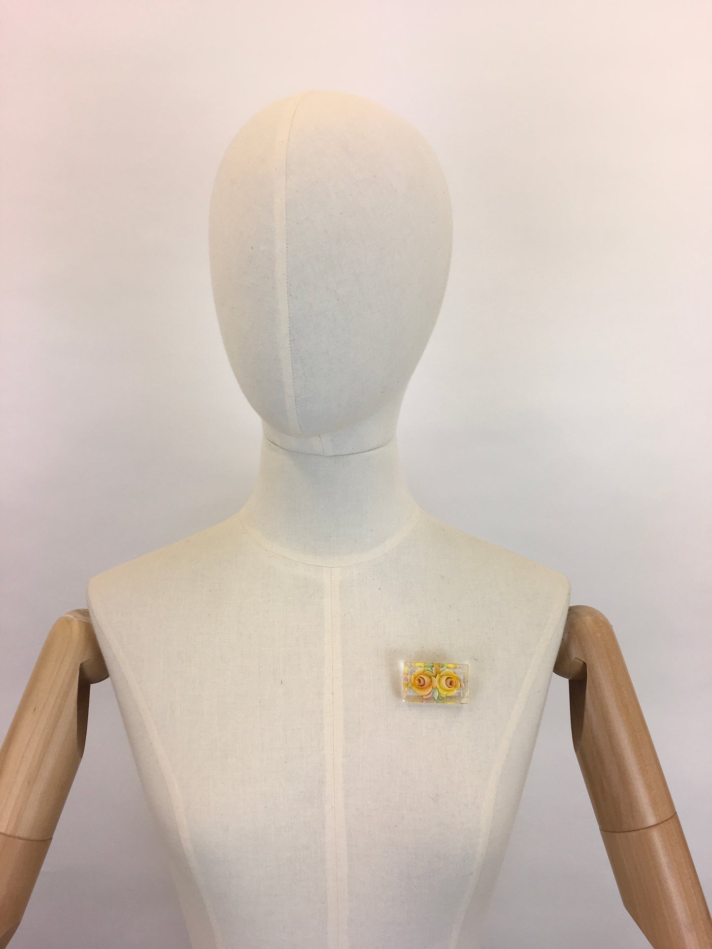 Original 1950’s Reverse Carved Lucite Brooch - In Soft Buttery and Bright Yellows