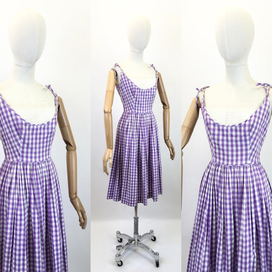 Original 1950's Darling ' Sambo Fashions' Frock - In A Beautiful Purple and White Gingham