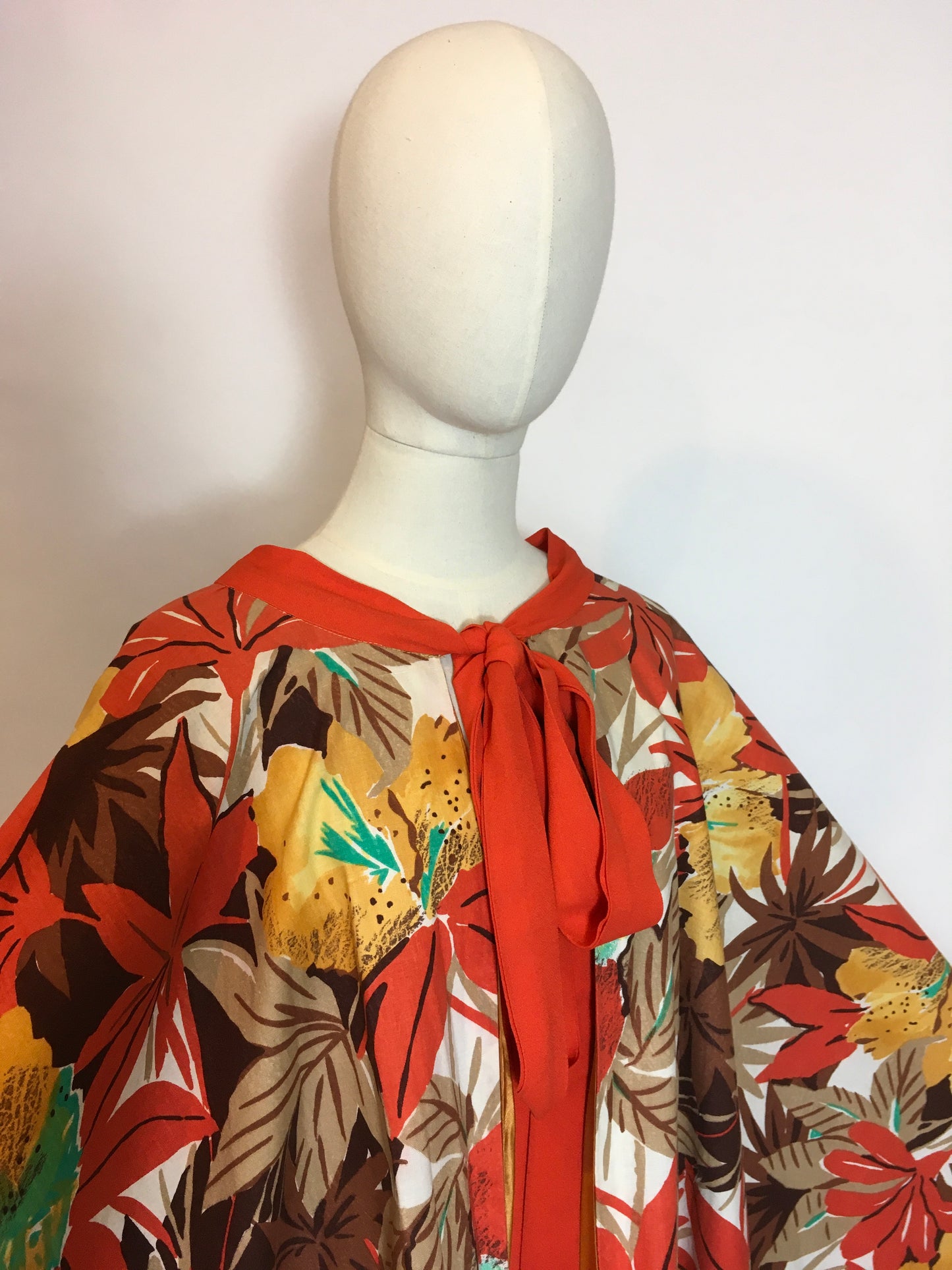 Original 1930s Floral Cape In Amazing Art Deco Colour Pallet - Festival of Vintage Fashion Show Exclusive