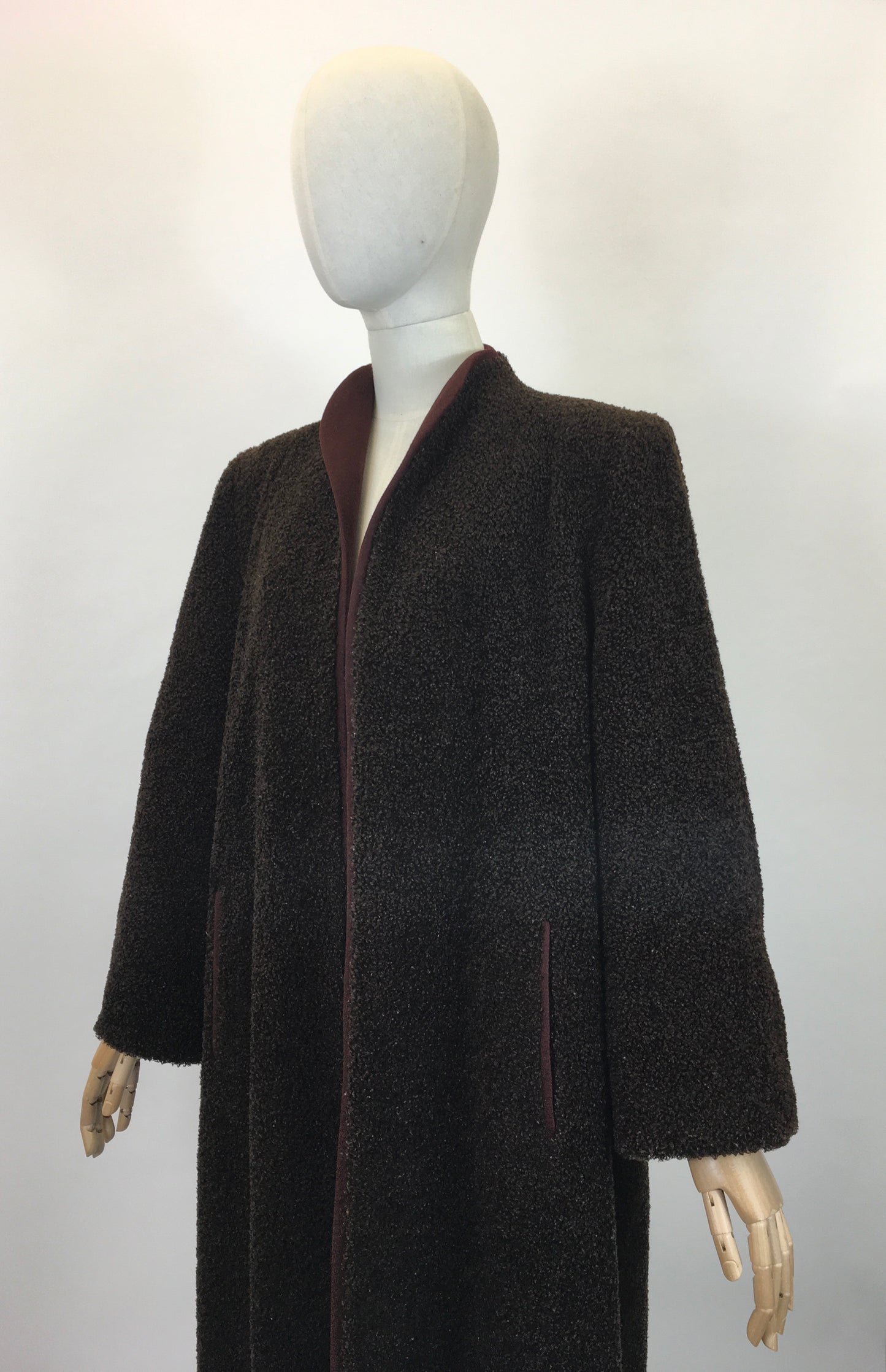 Original 1940's Sublime Edge to Edge Coat in Chocolate Brown - By ' Motoluxe - The Cosiest of Coats'