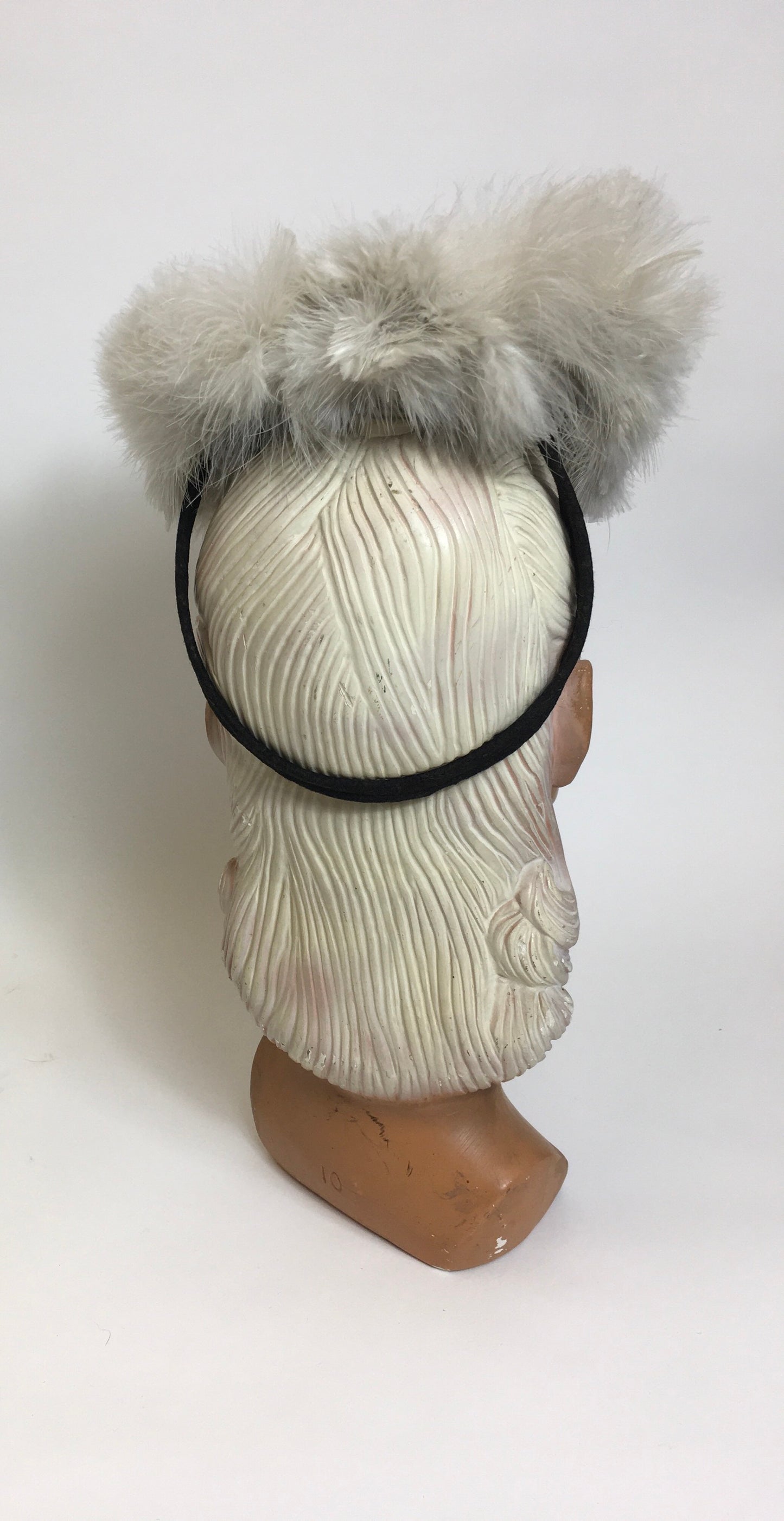 Original 1940’s Marabou Feather Toy Tilt Topper - In A beautiful powdery dove grey