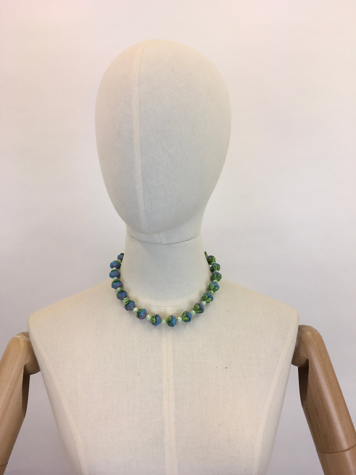 Original 1930’s Glass Petal Necklace - In the Most Beautiful Soft Purples and Powder Blues